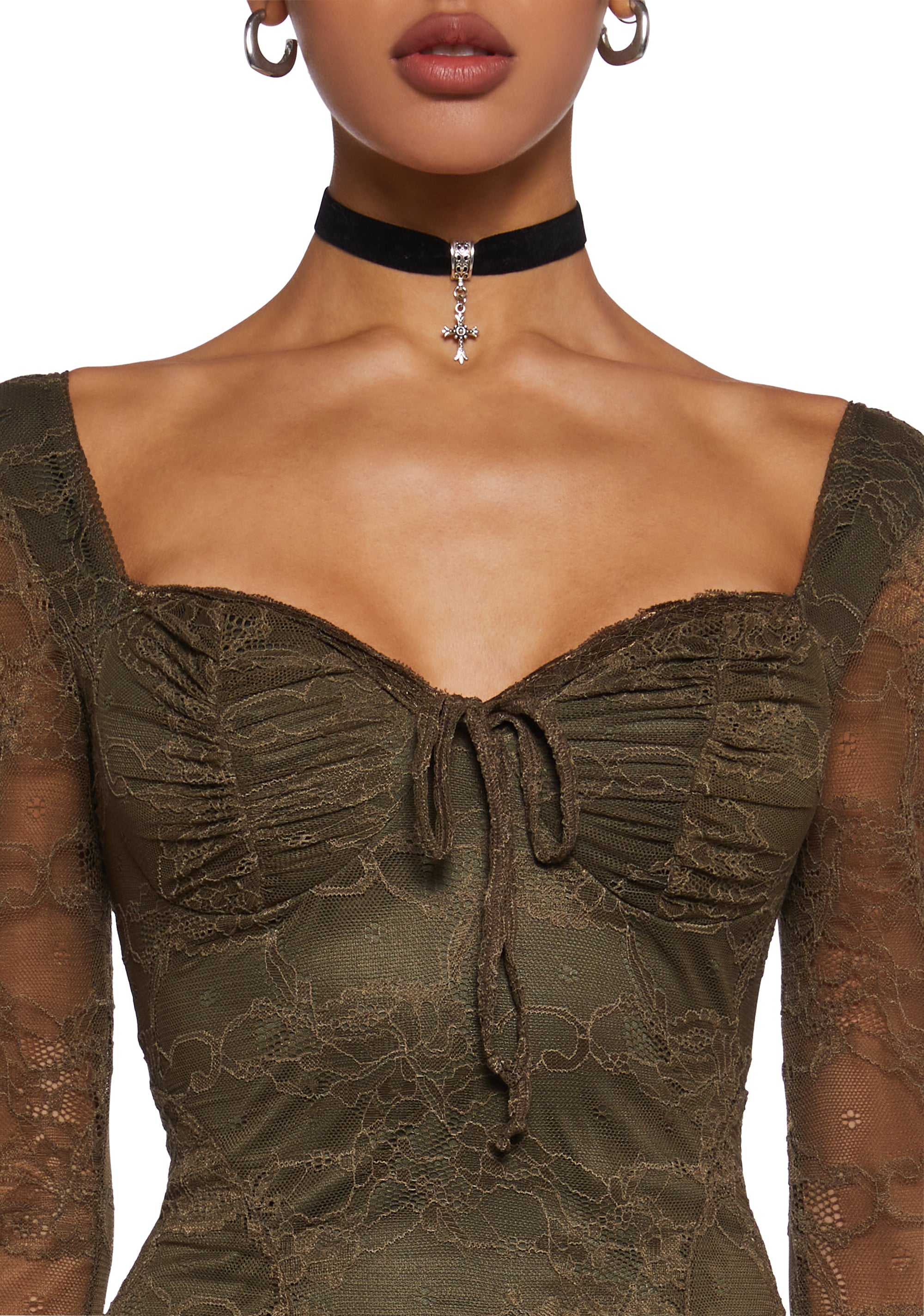 dollskill green dress Dolls Kill Widow Dread N Doom Mini Dress Green Velvet MEDIUM Black Lace