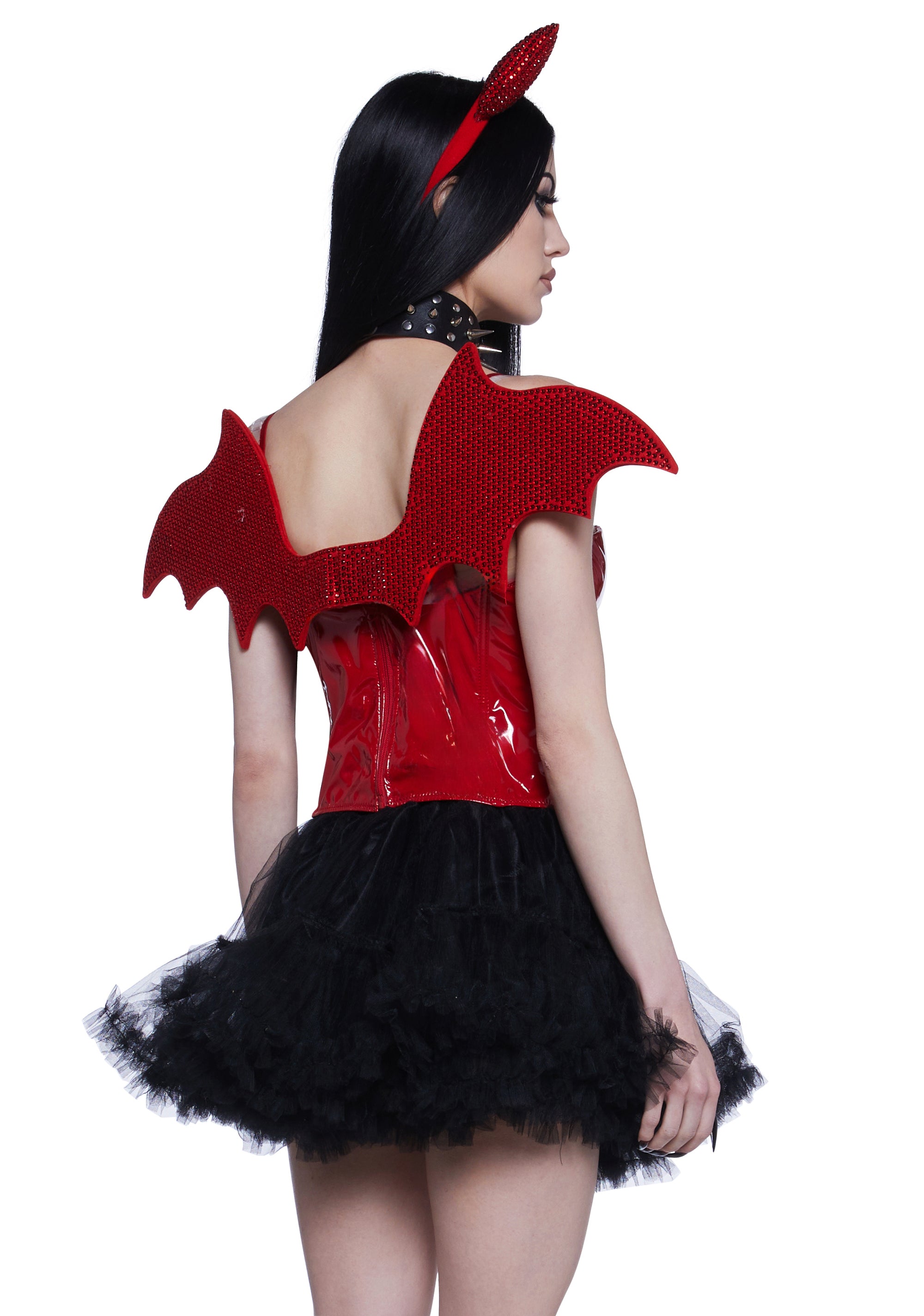 Rhinestone Devil Wing Harness And Devil Horns Halloween