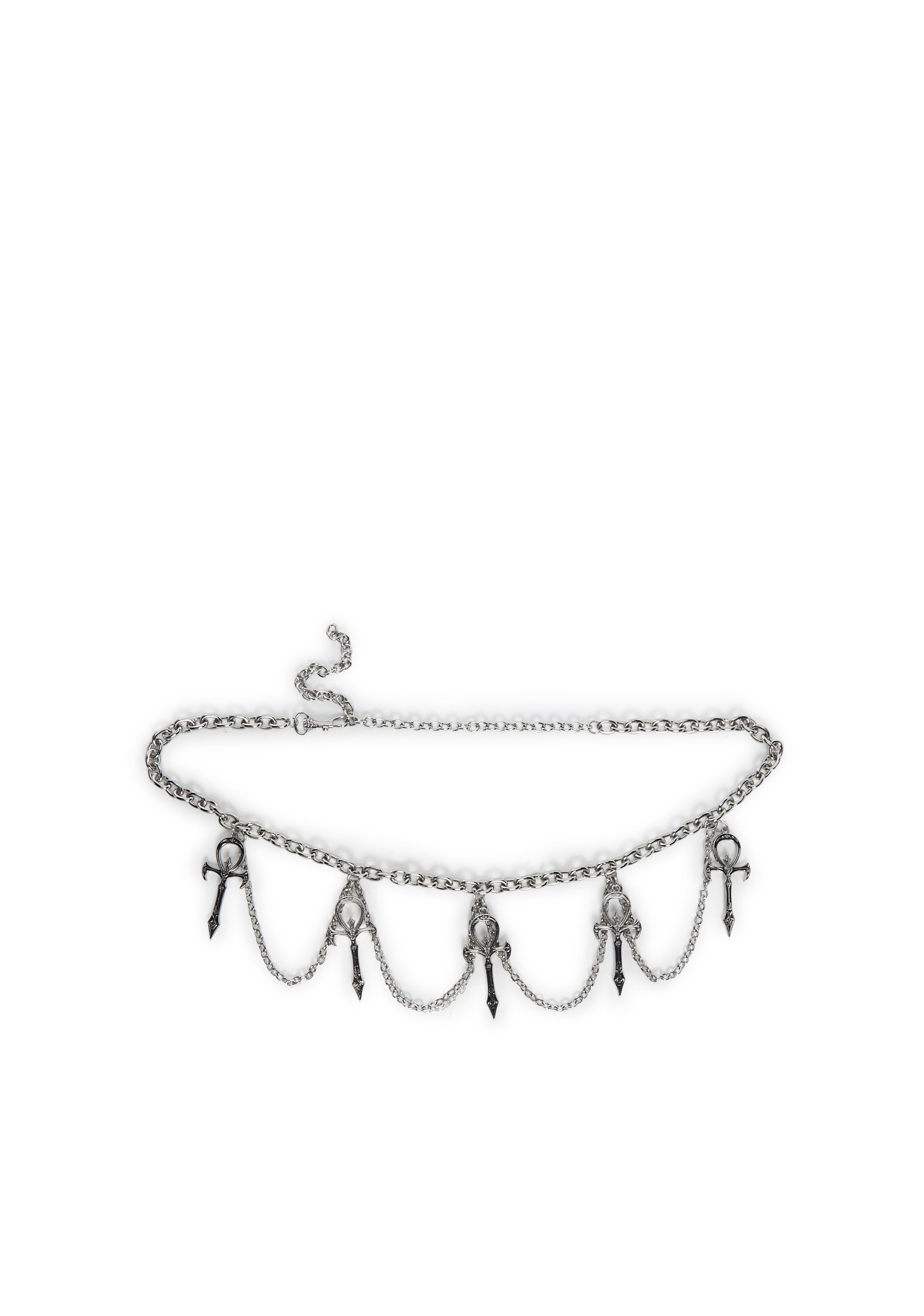 アクセサリー Dollskill CHAIN BELT Womens Metallic Floral Rhinestone Chain Belt Club Exx - Red