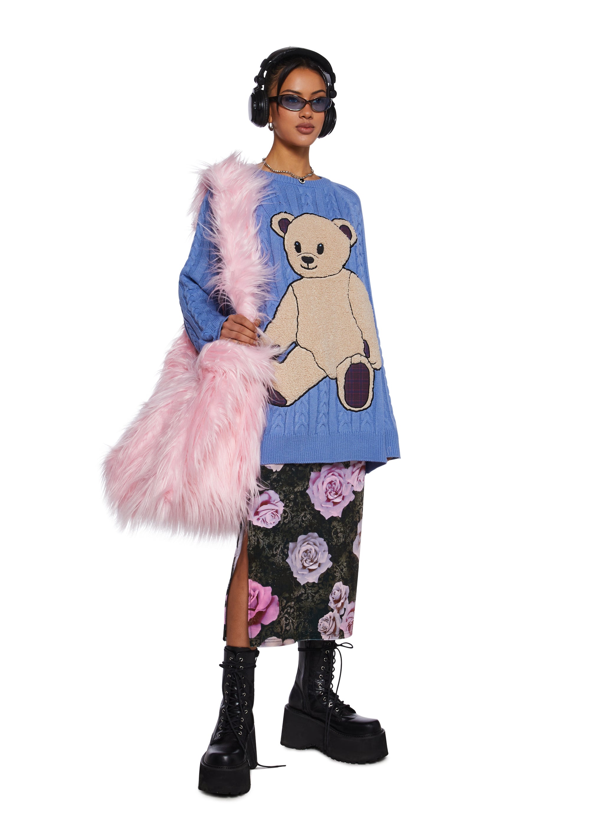 【DOLLS KILL】Case Of The Grumpies Fuzzy XXL Messenger Bag Delia's Elevated Indie Fuzzy Faux Fur XXL Messenger Tote Bag