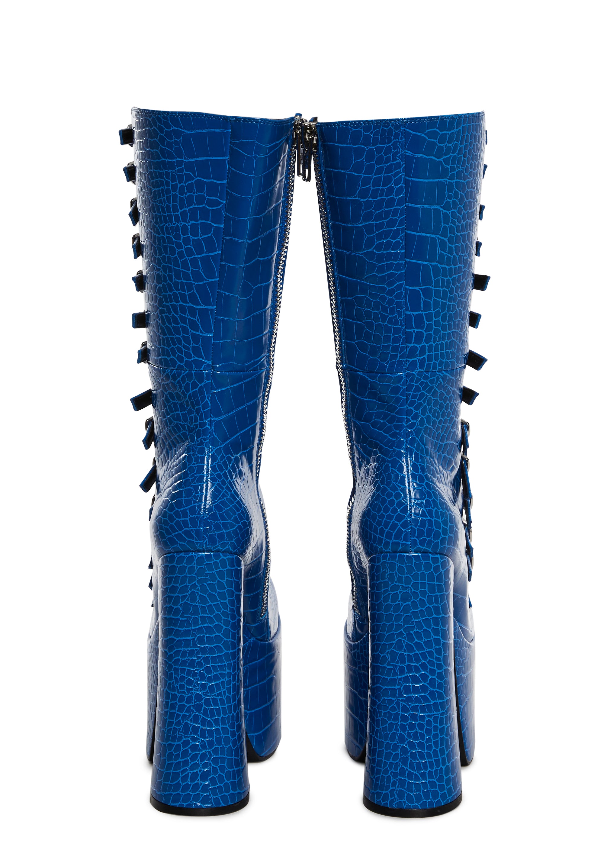 Dolls Kill Current Mood レースアップロングブーツ Current Mood Patent Vinyl Buckle Platform Booties With Side