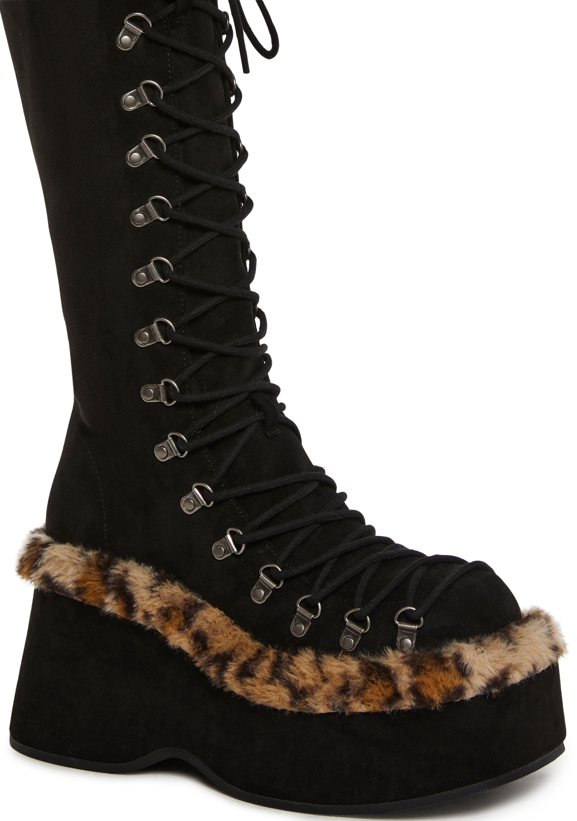 Widow Faux Fur Spiked Vegan Leather Boots - Black – Dolls Kill
