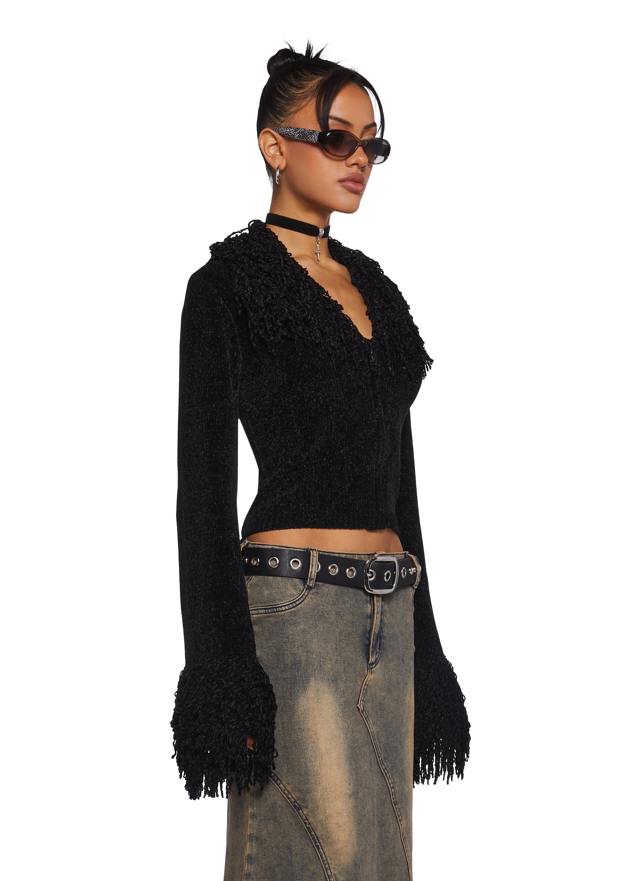 Positive Vibes Only Chenille Sweater Top