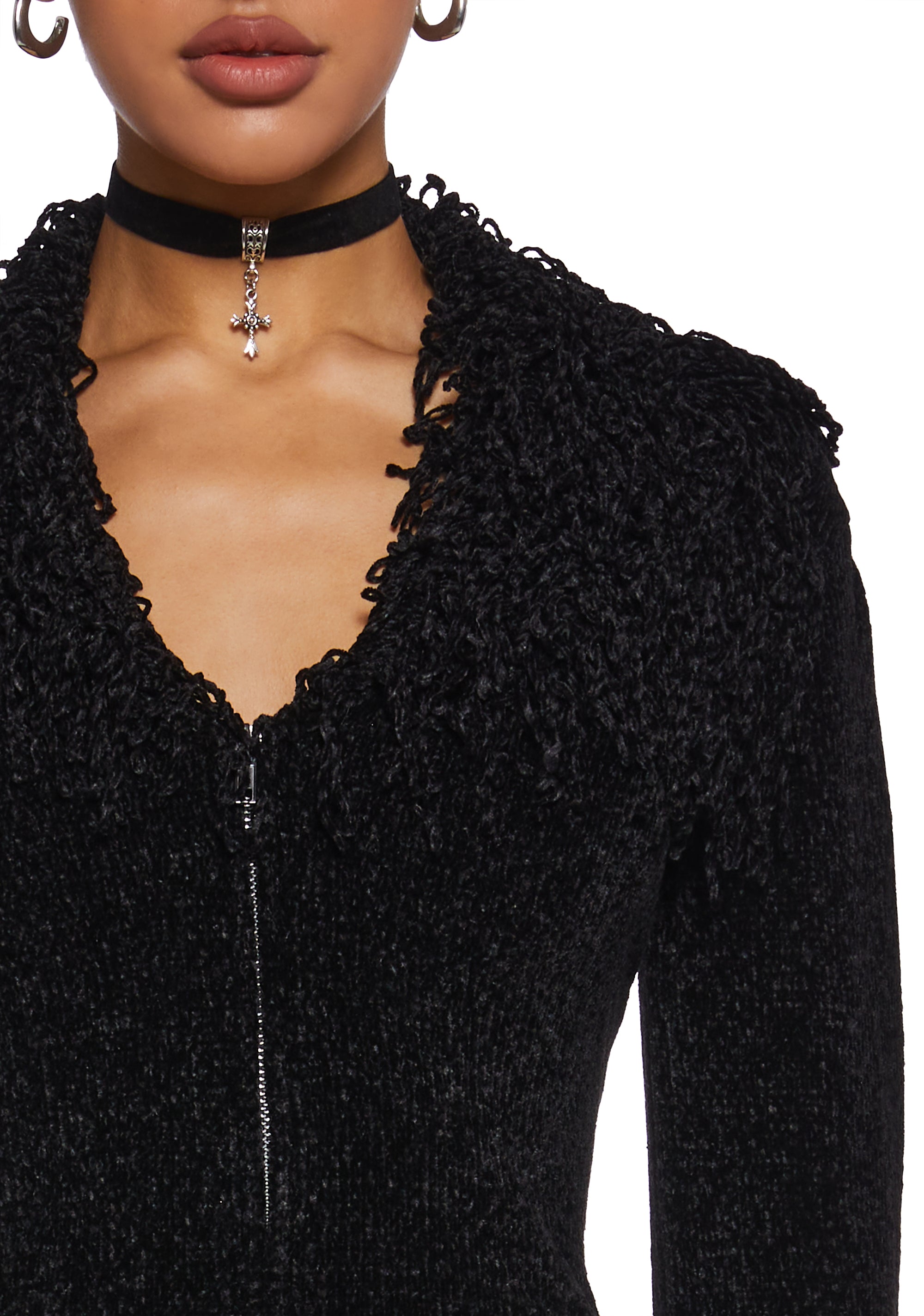 Positive Vibes Only Chenille Sweater Top