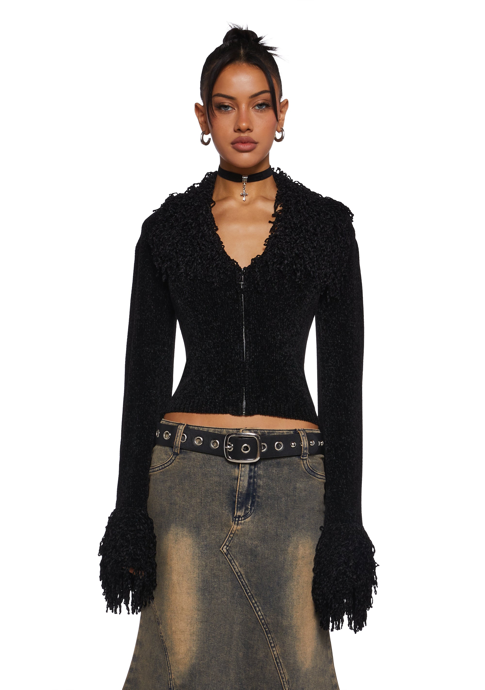 Positive Vibes Only Chenille Sweater Top