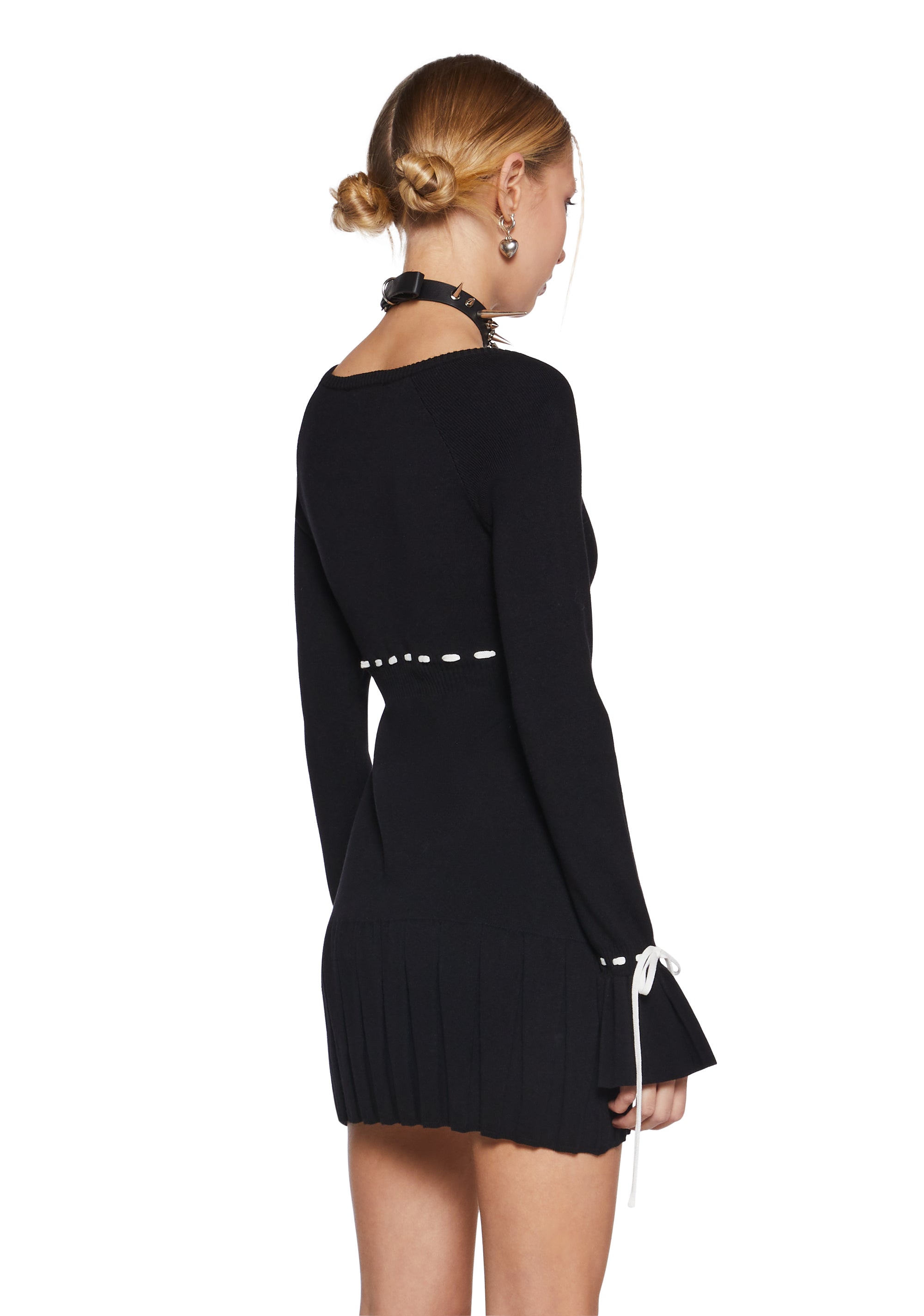 【AM1339】 Mary logo mini dress black Loveshackfancy - Maryanne Knit Mini Dress - Black