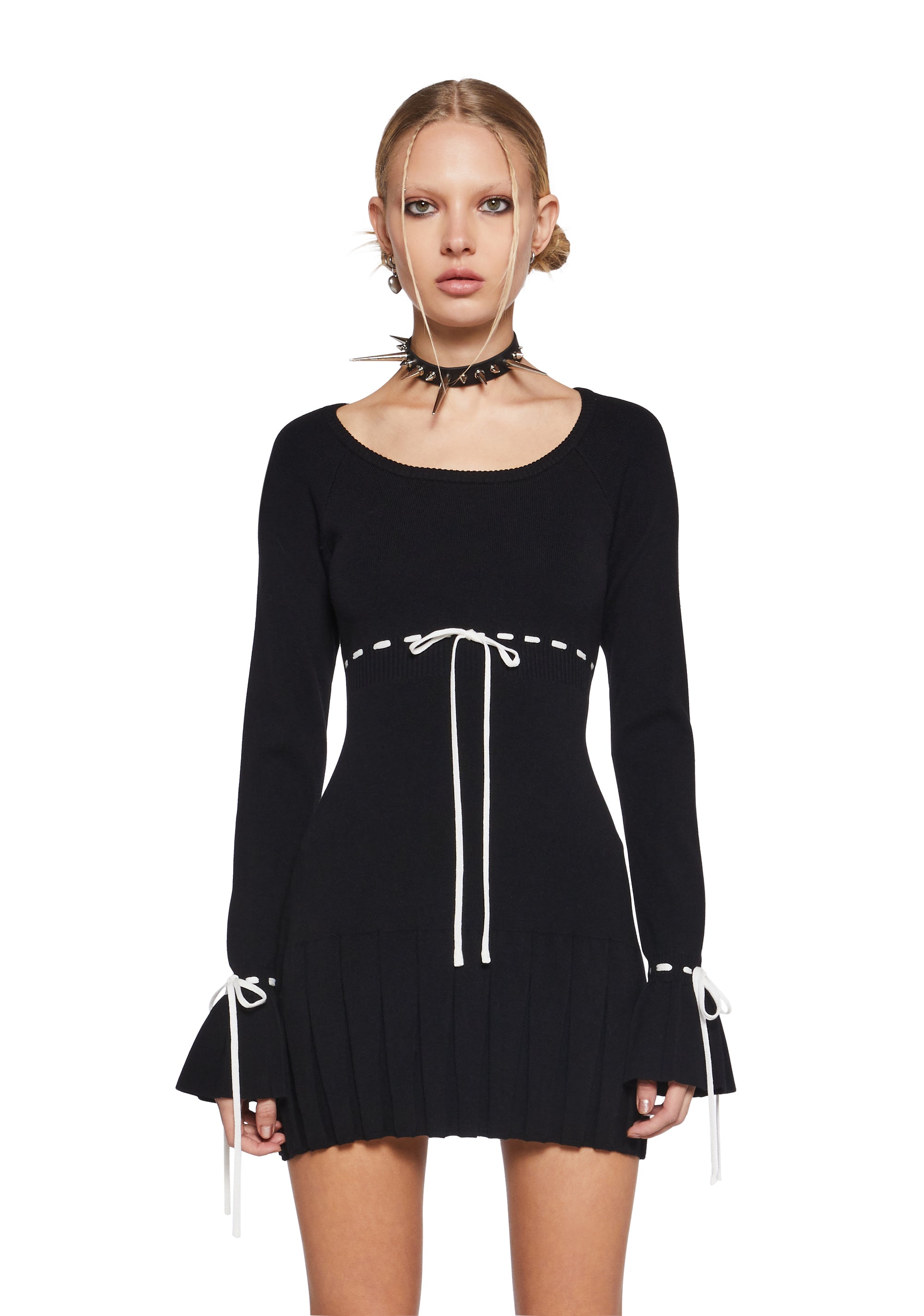Stretchy Knit Long Sleeve Mini Dress Current Mood