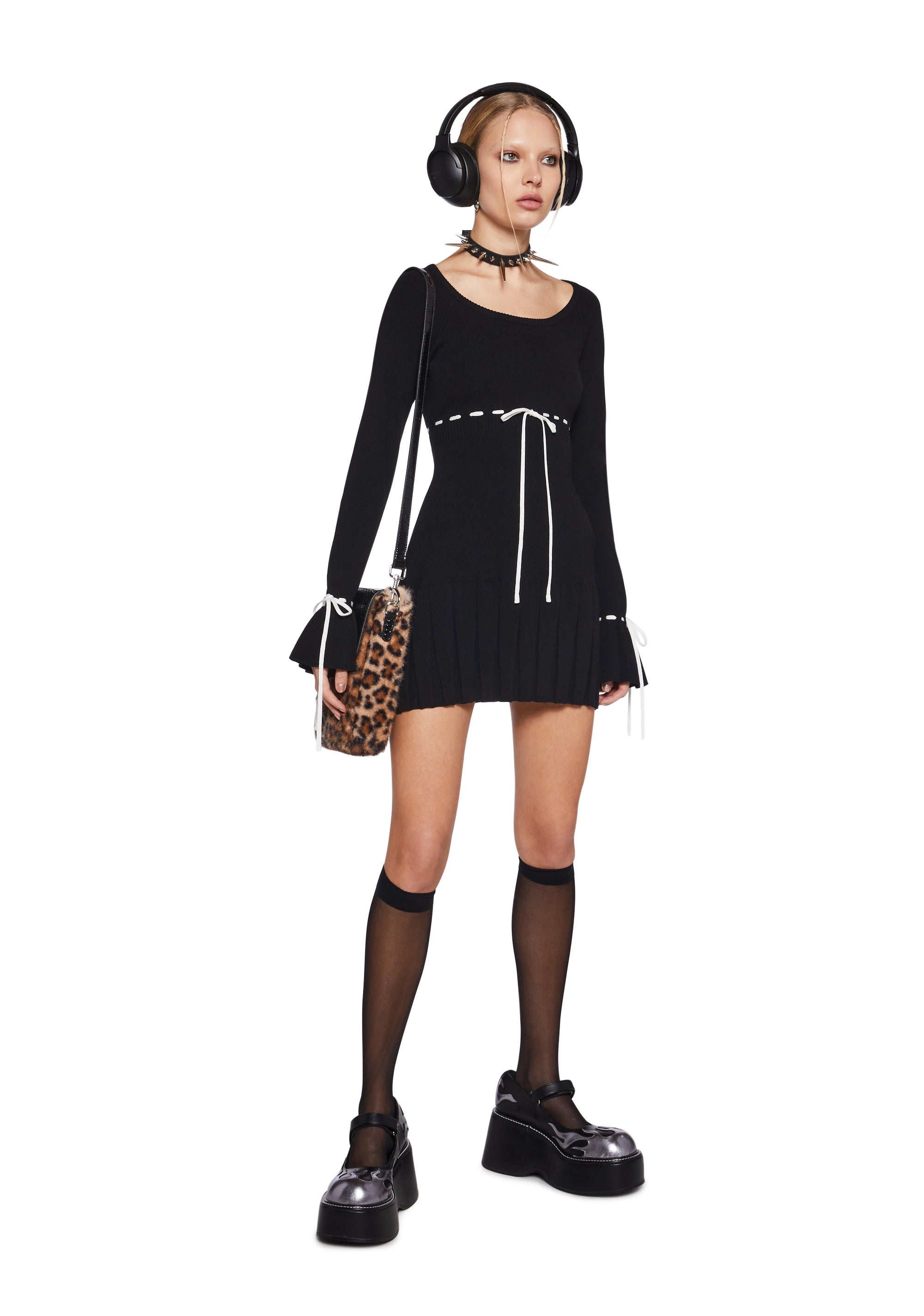 【AM1339】 Mary logo mini dress black Marigold mini Dress- Black
