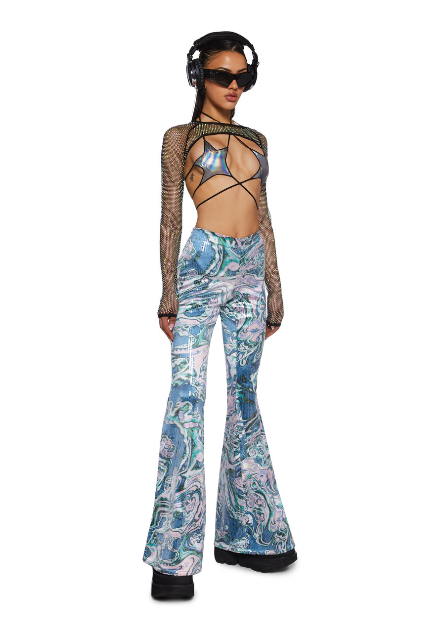Techno Angel Sequin Flare Pants - alternate