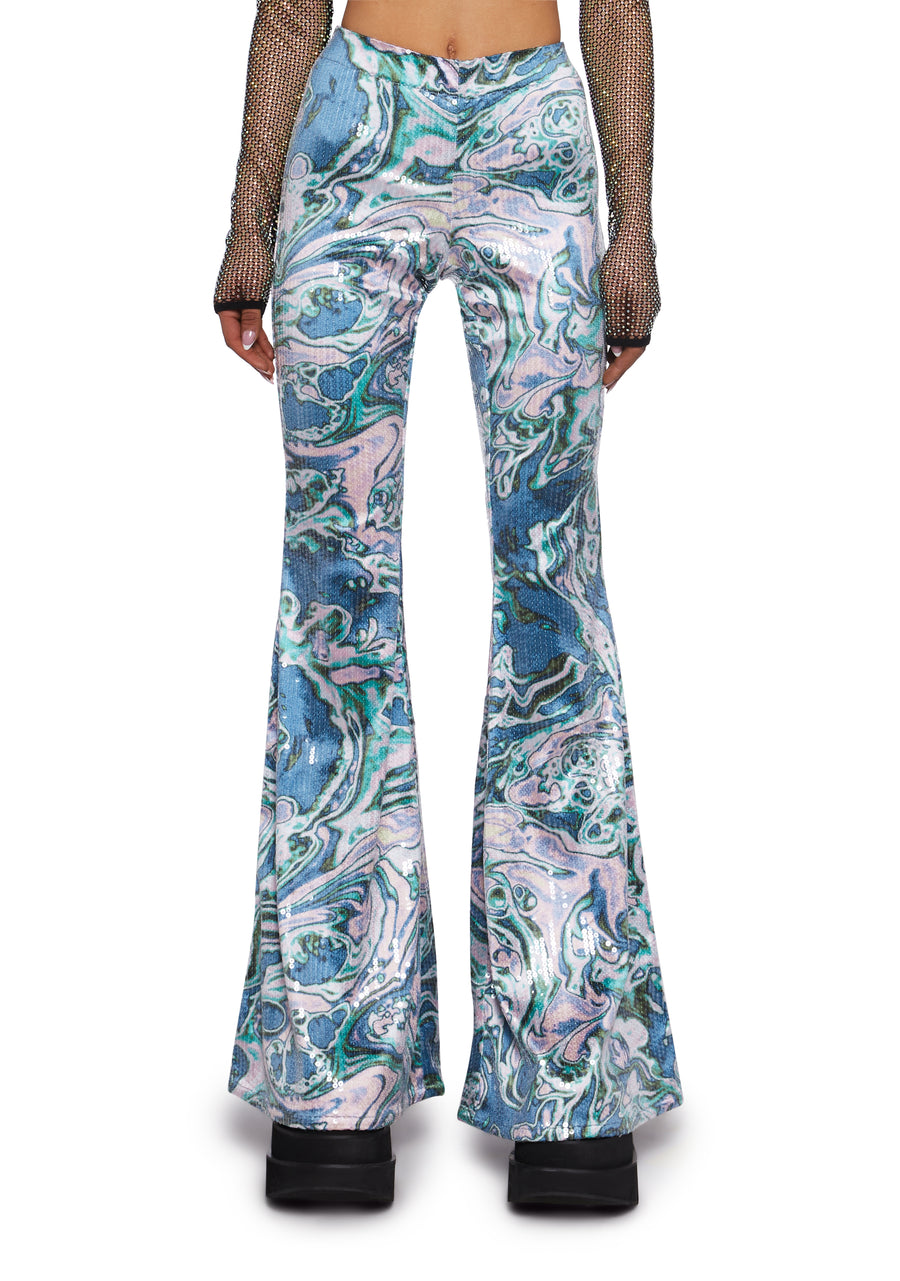 Techno Angel Sequin Flare Pants