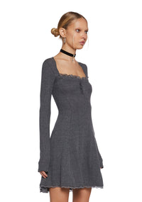 Mid Century Date Thermal Dress  - Gray