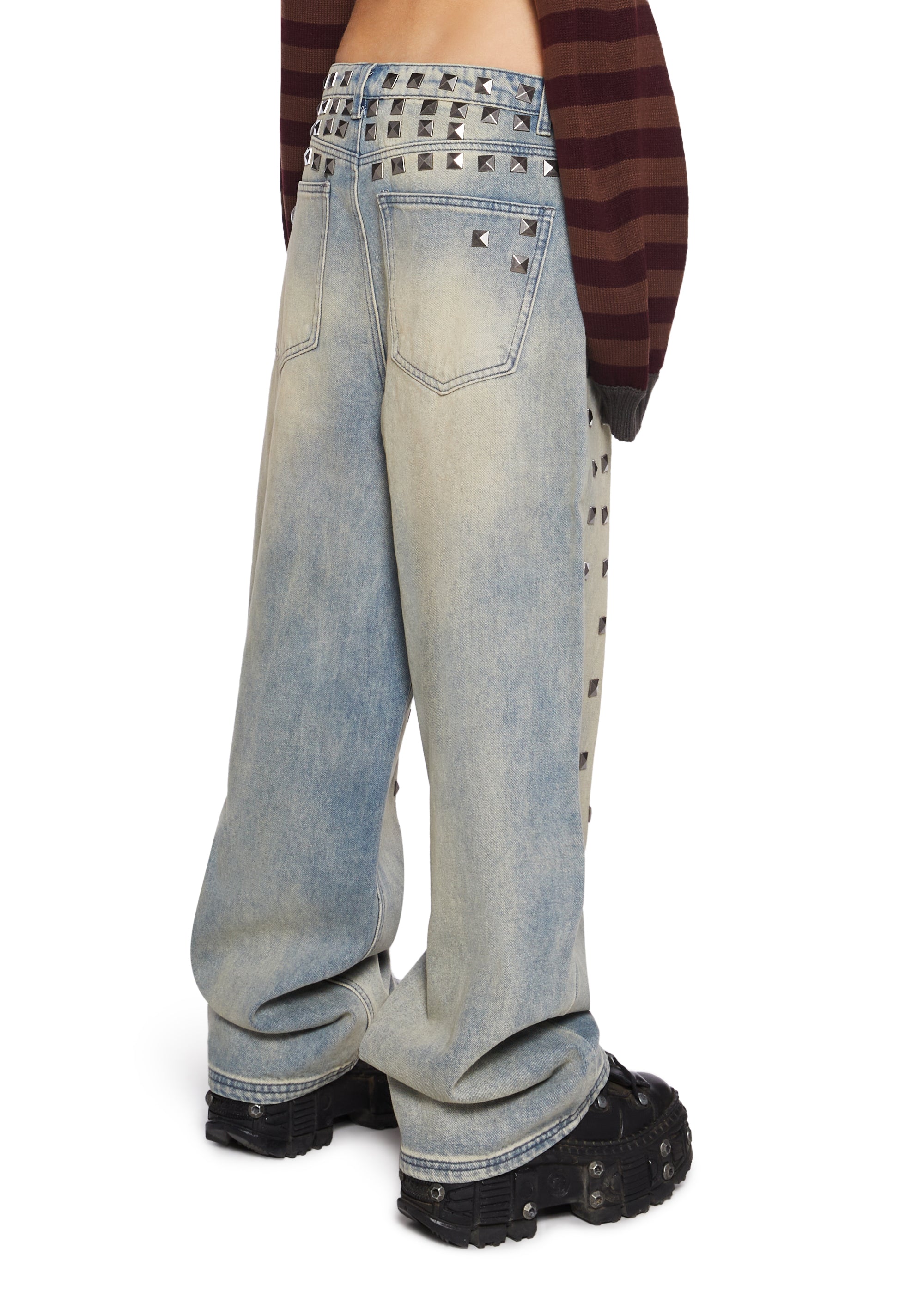 ★BADBLOOD★ 0093 Wide Denim Jeans Blitz Women's Juniors Fashion Boyfriends Jeans High Waisted Loose