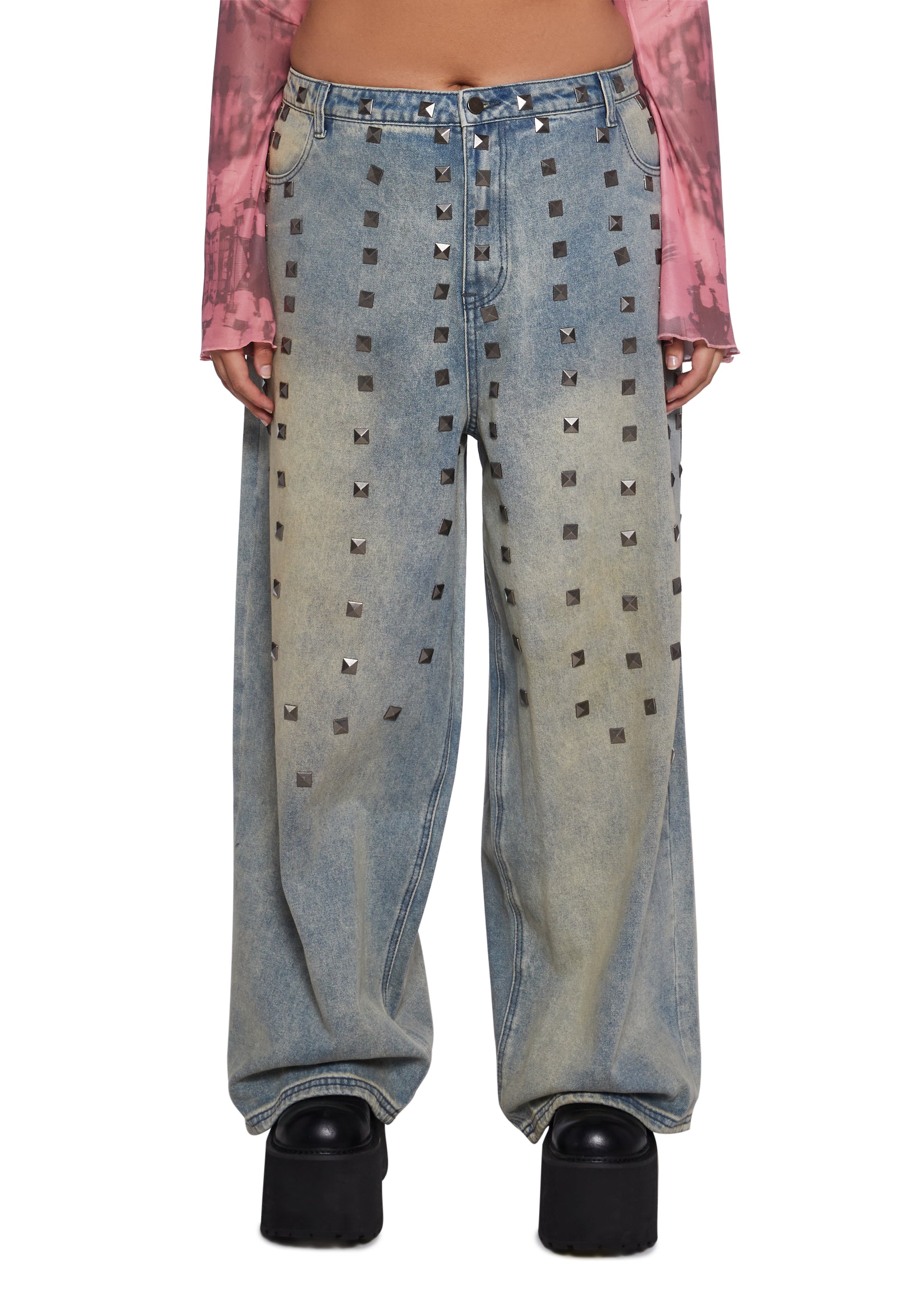 【超歓迎】 Womens Studded Kill Dolls – Blue - Mood Current Jeans Denim パンツ