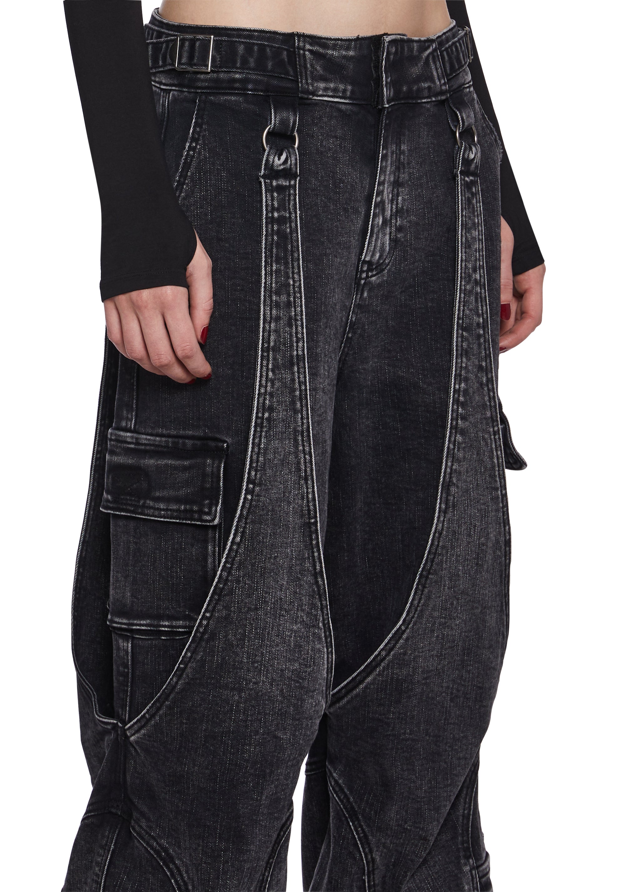 Womens Denim Wide Leg Pants Y2K Darker Wavs - Black – Dolls Kill
