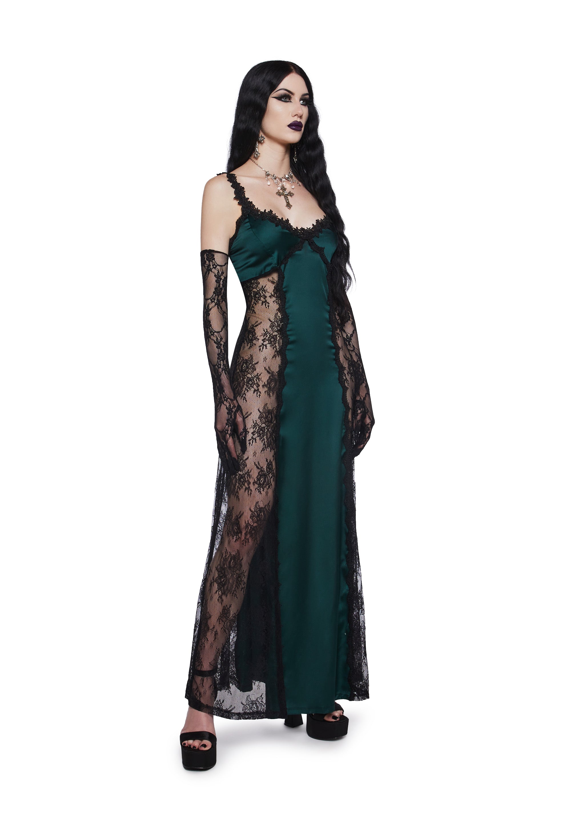 Night Surrender Maxi Slip Dress - Green