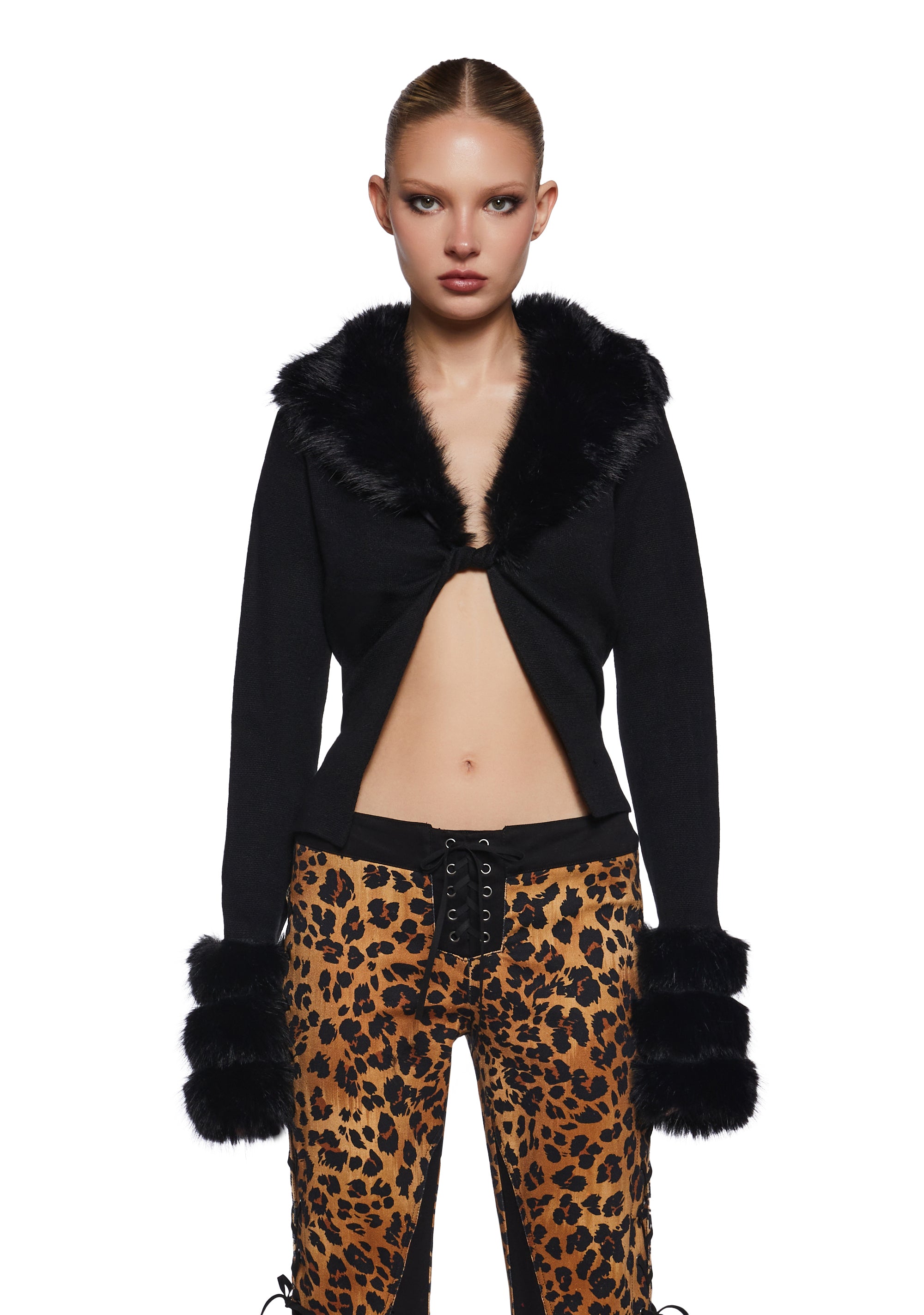 Touches Of Glam Faux Fur Cardigan