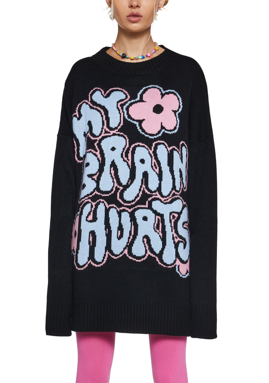 My Brain Hurts Intarsia Sweater - alternate