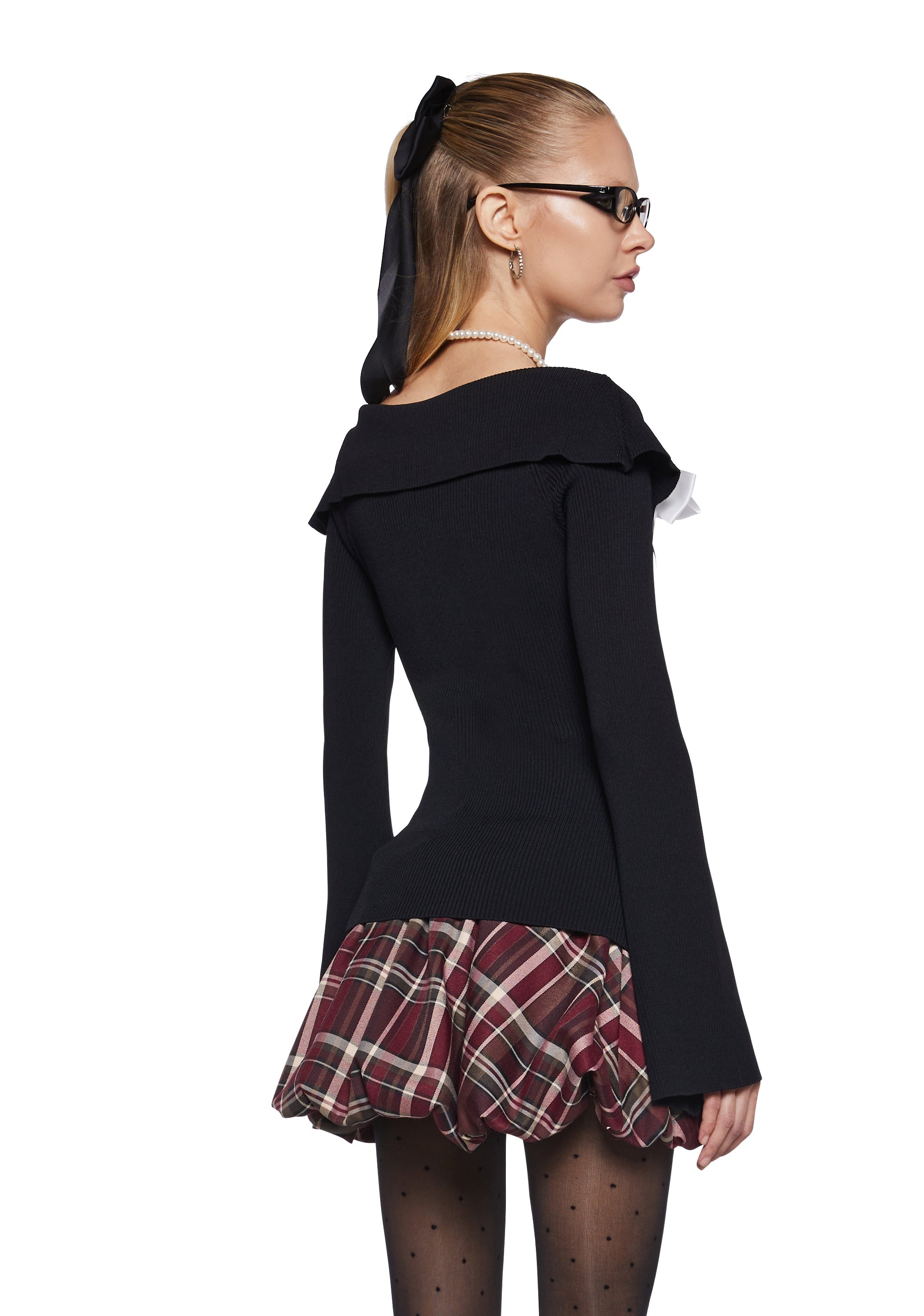 Stretchy Zip-Up Bow Ribbed Knit Cardigan Sugar Thrillz Stretchy Zip-Up Bow Ribbed Knit Cardigan Sugar Thrillz