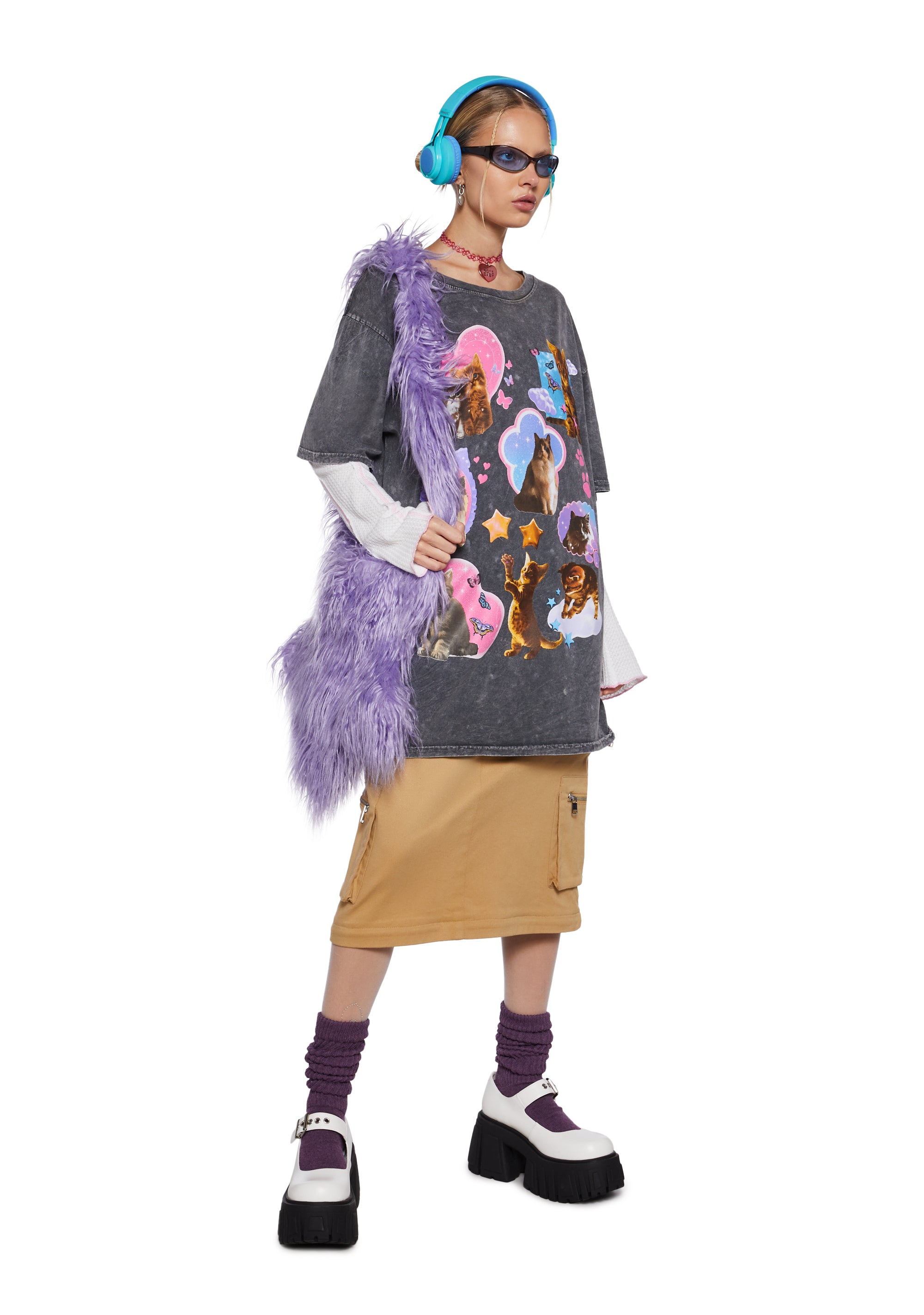 Cat Fan Oversized Tee - alternate