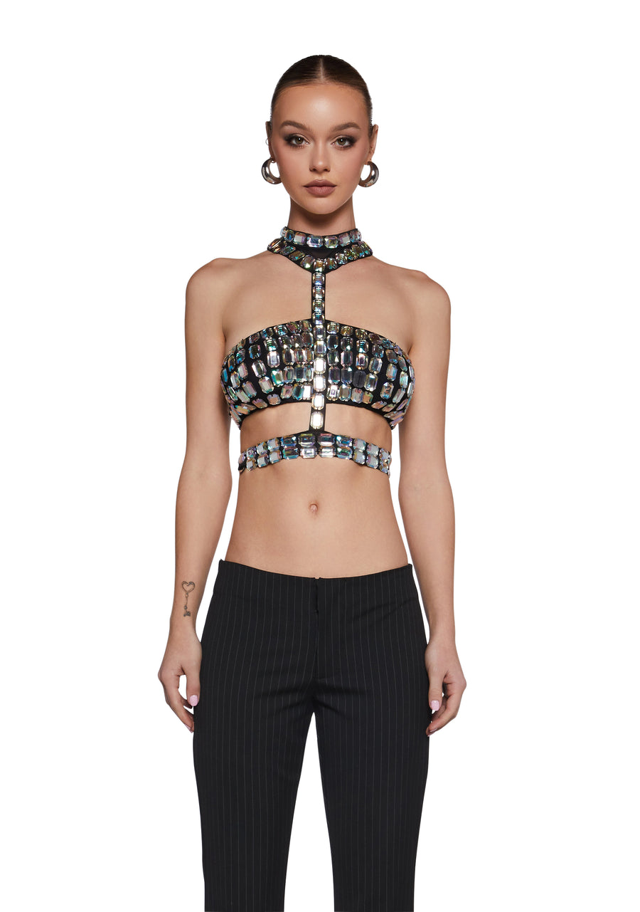 Lust Sparks Rhinestone Harness Top
