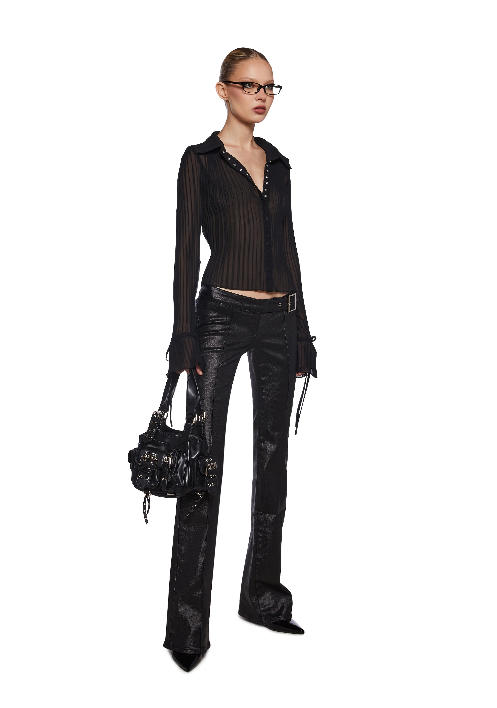 Gia Coated Denim Flare Jeans