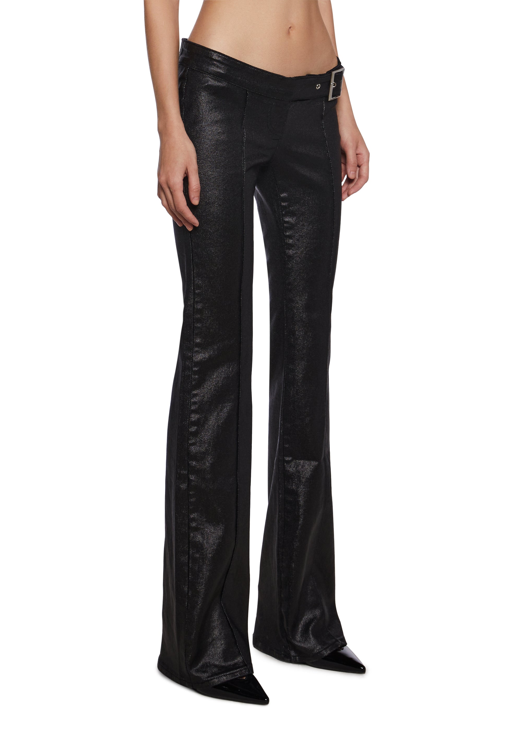 Gia Coated Denim Flare Jeans