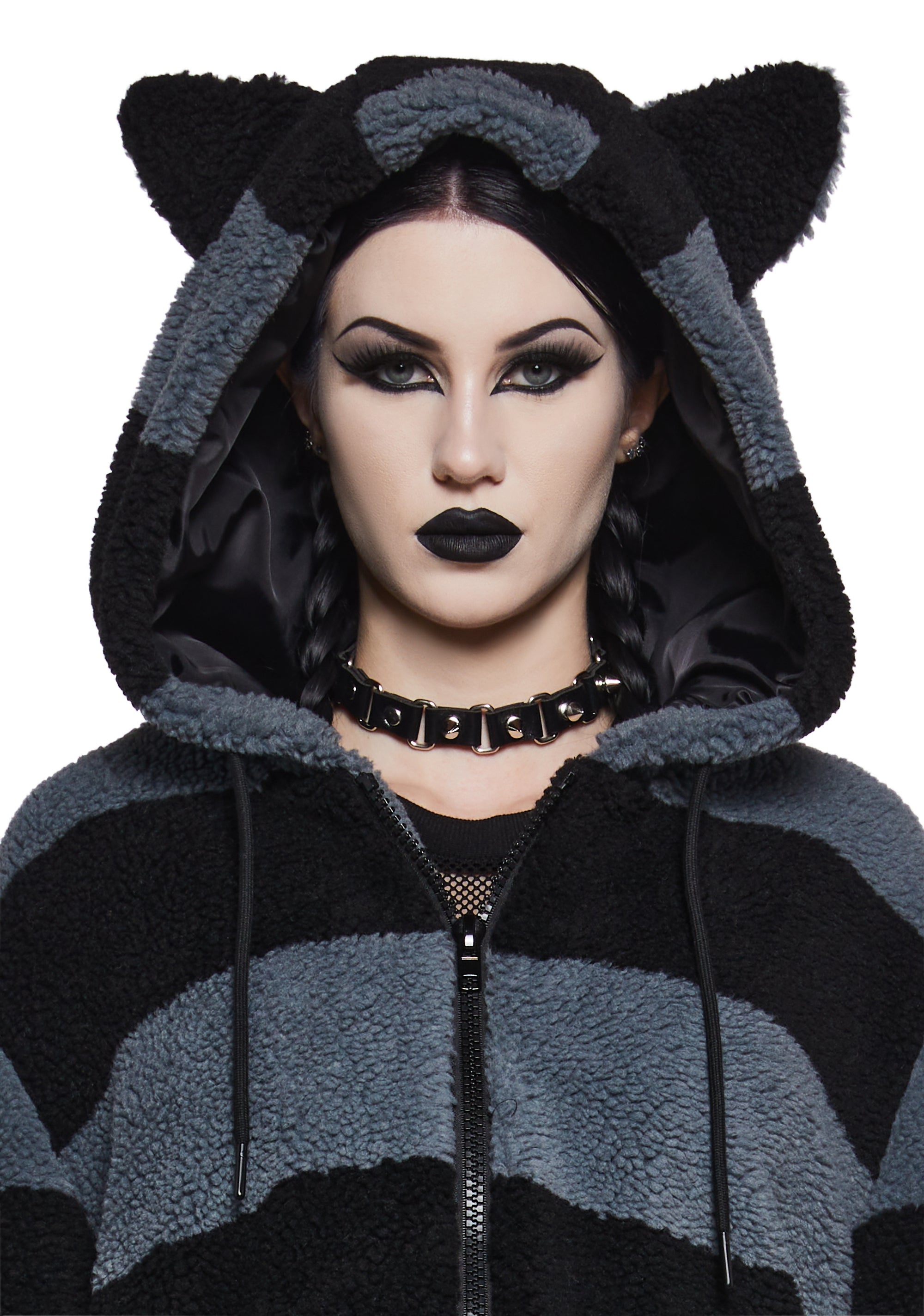 Black Cat Energy Hooded Sherpa Jacket