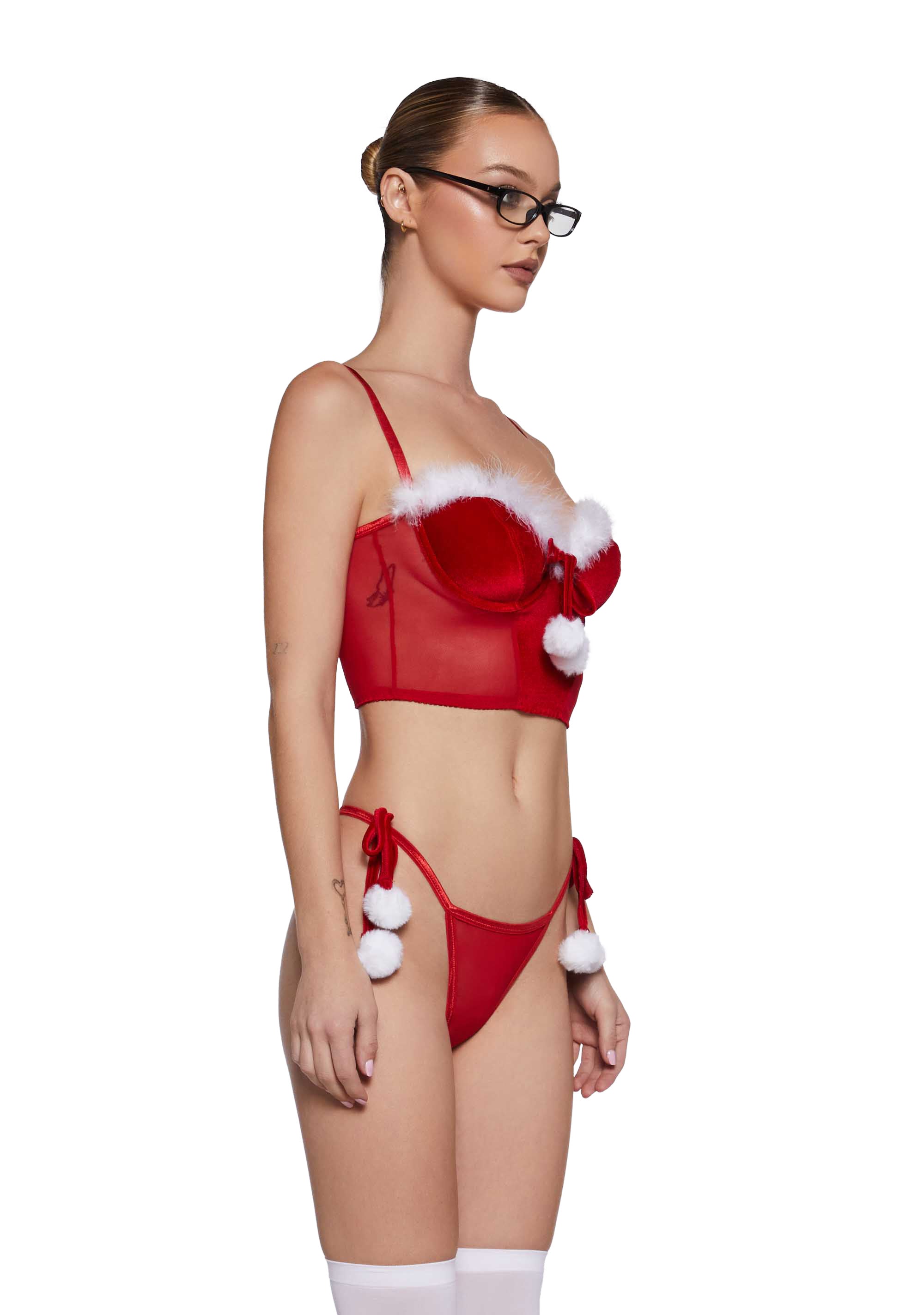 Frosty Bite Lingerie Set - Red