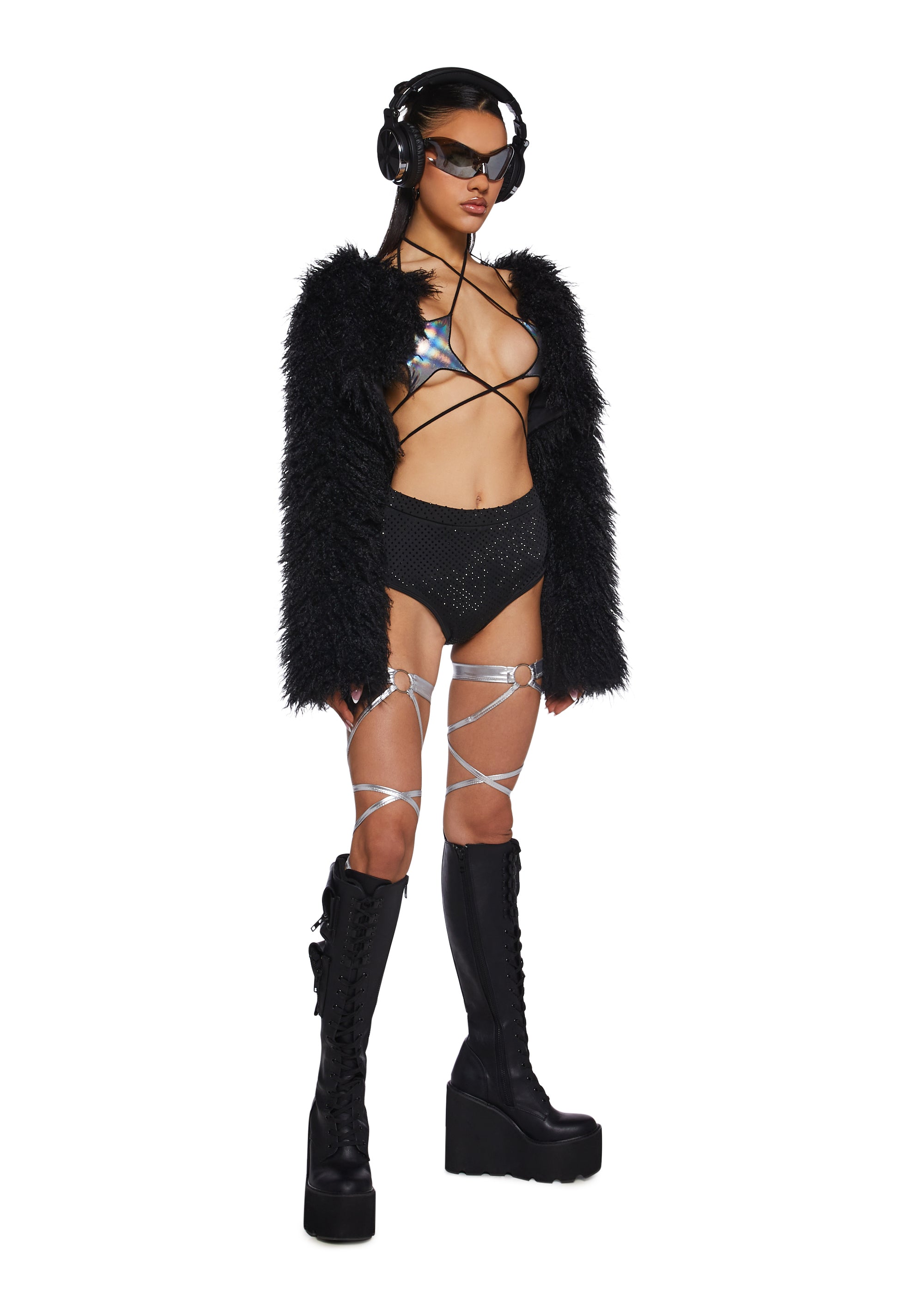 Midnight Hype Faux Fur Shrug - alternate