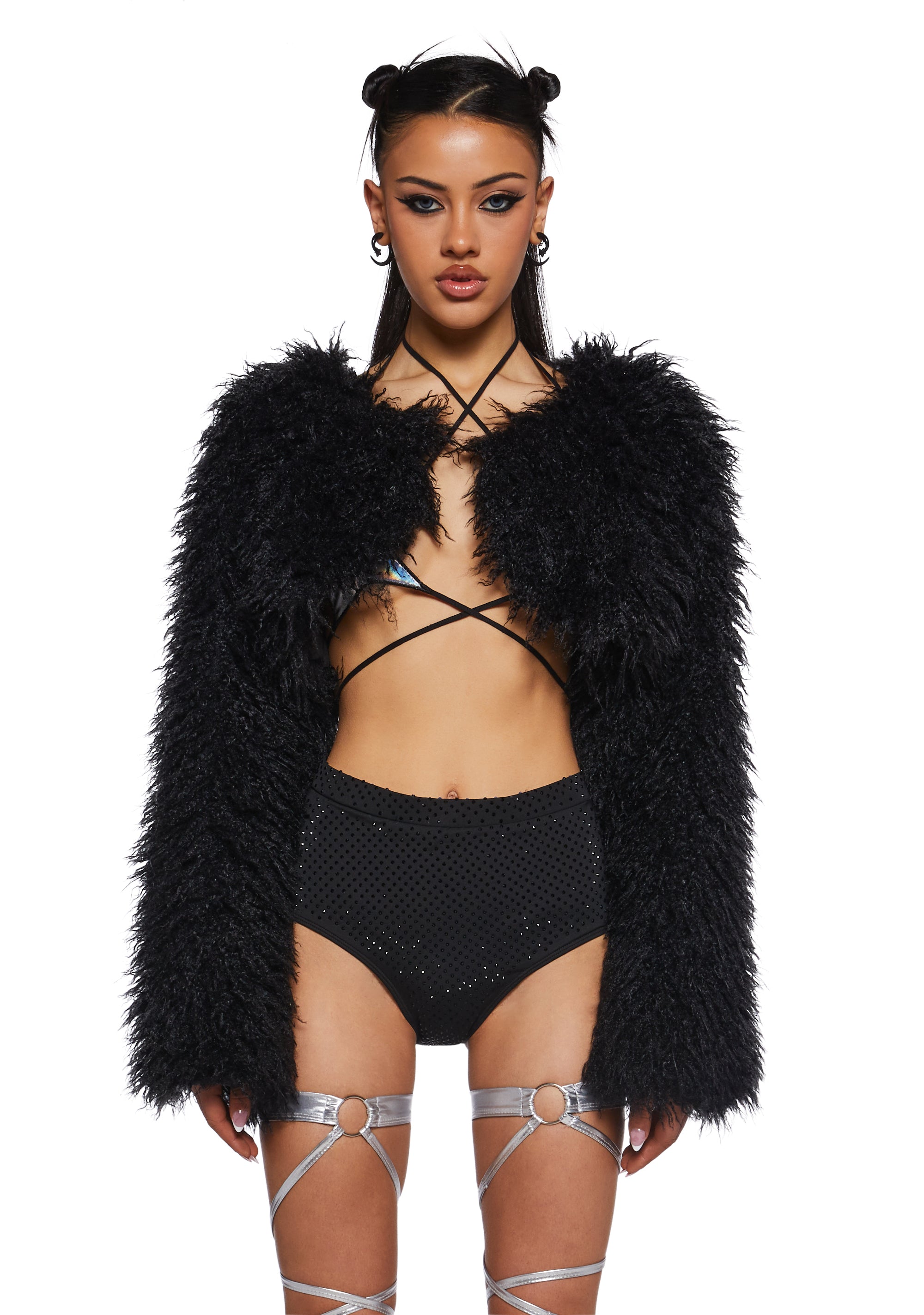 Midnight Hype Faux Fur Shrug