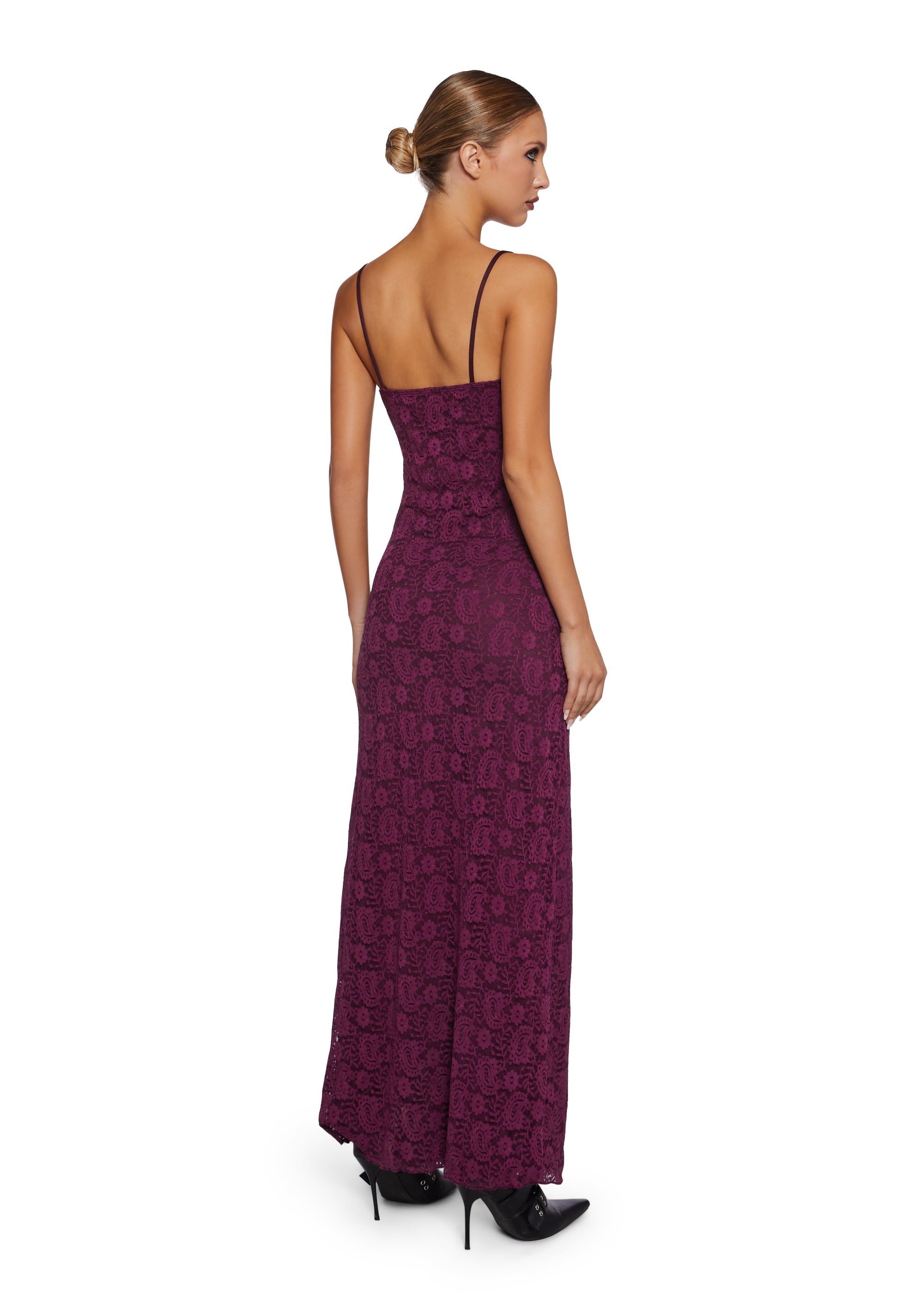 Motel Paisley Lace Bodycon Maxi Dress - Dark Red  Dolls Kill