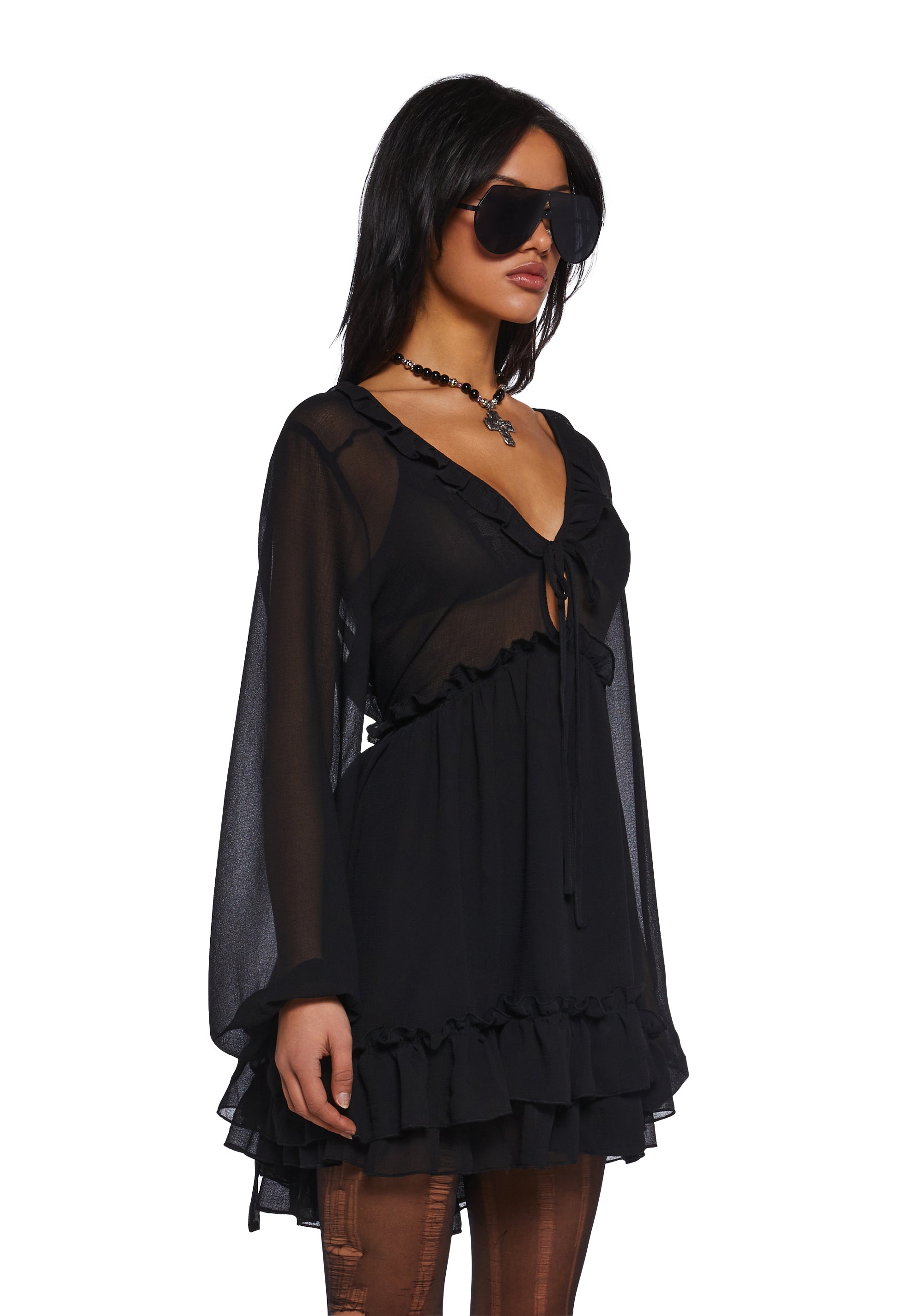 Sunset Chaser Babydoll Dress - Black