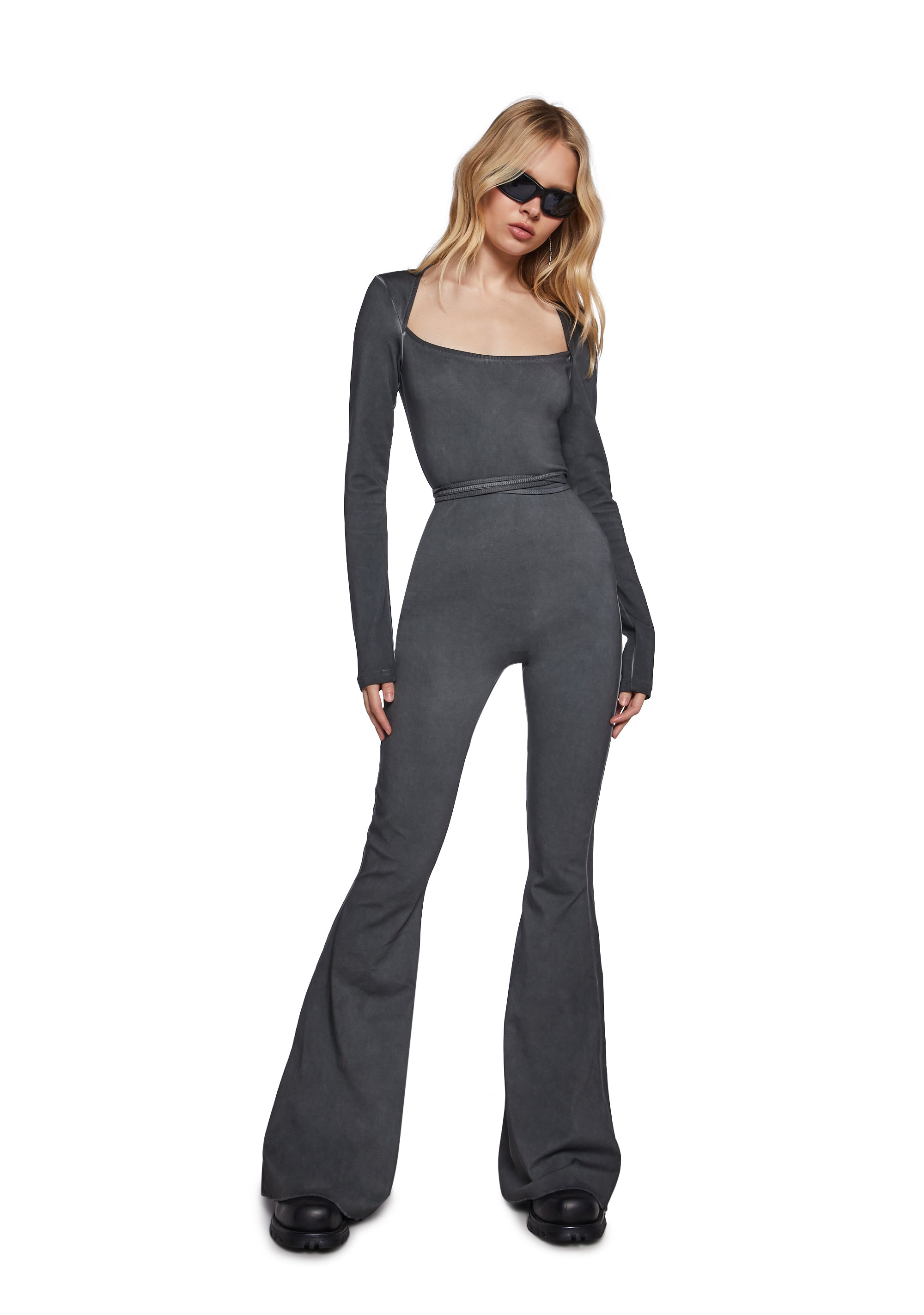 Pitch Open Back Jumpsuit - Gray - alternate