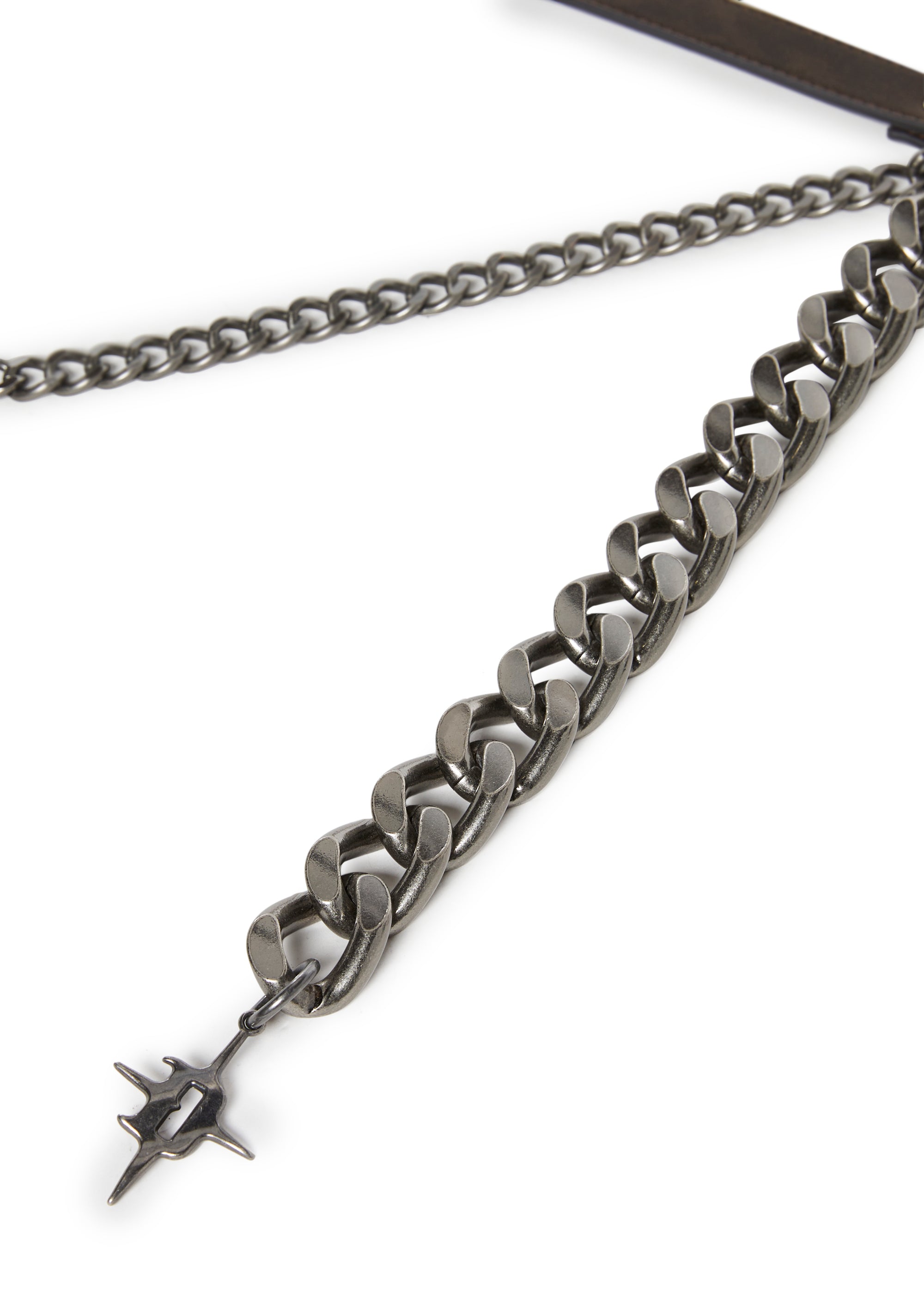 正規通販 Vegan Leather Dual Metal Chain Belt Darker Wavs - Silver ベルト