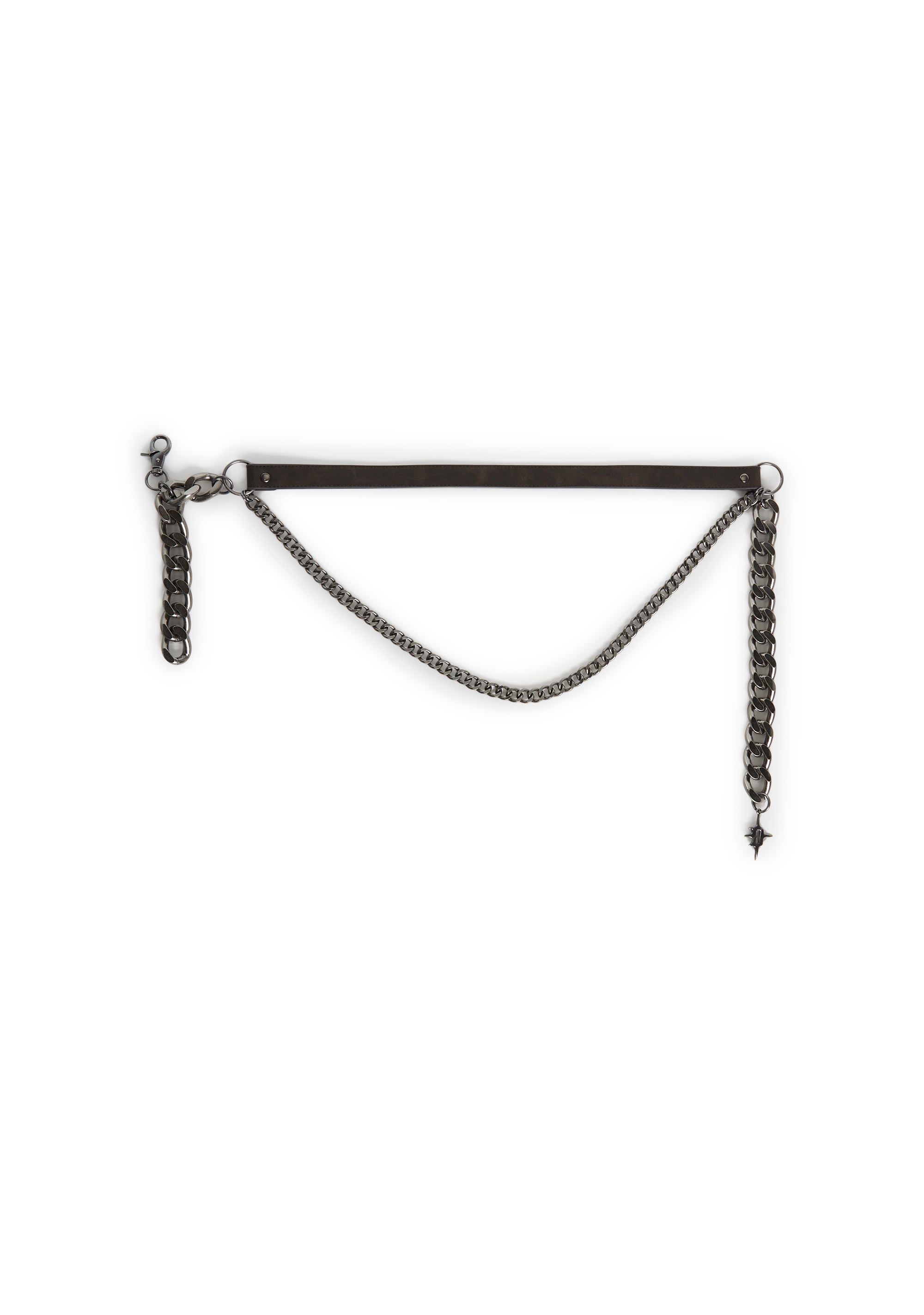 アクセサリー Dollskill CHAIN BELT Vegan Leather Dual Metal Chain Belt Darker Wavs - Silver