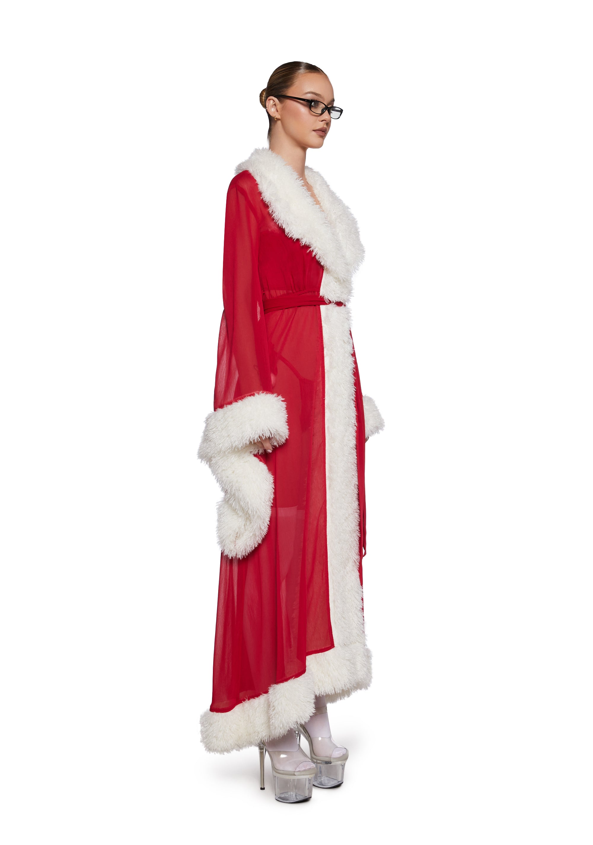 Feminine Fantasy Sheer Robe - Red