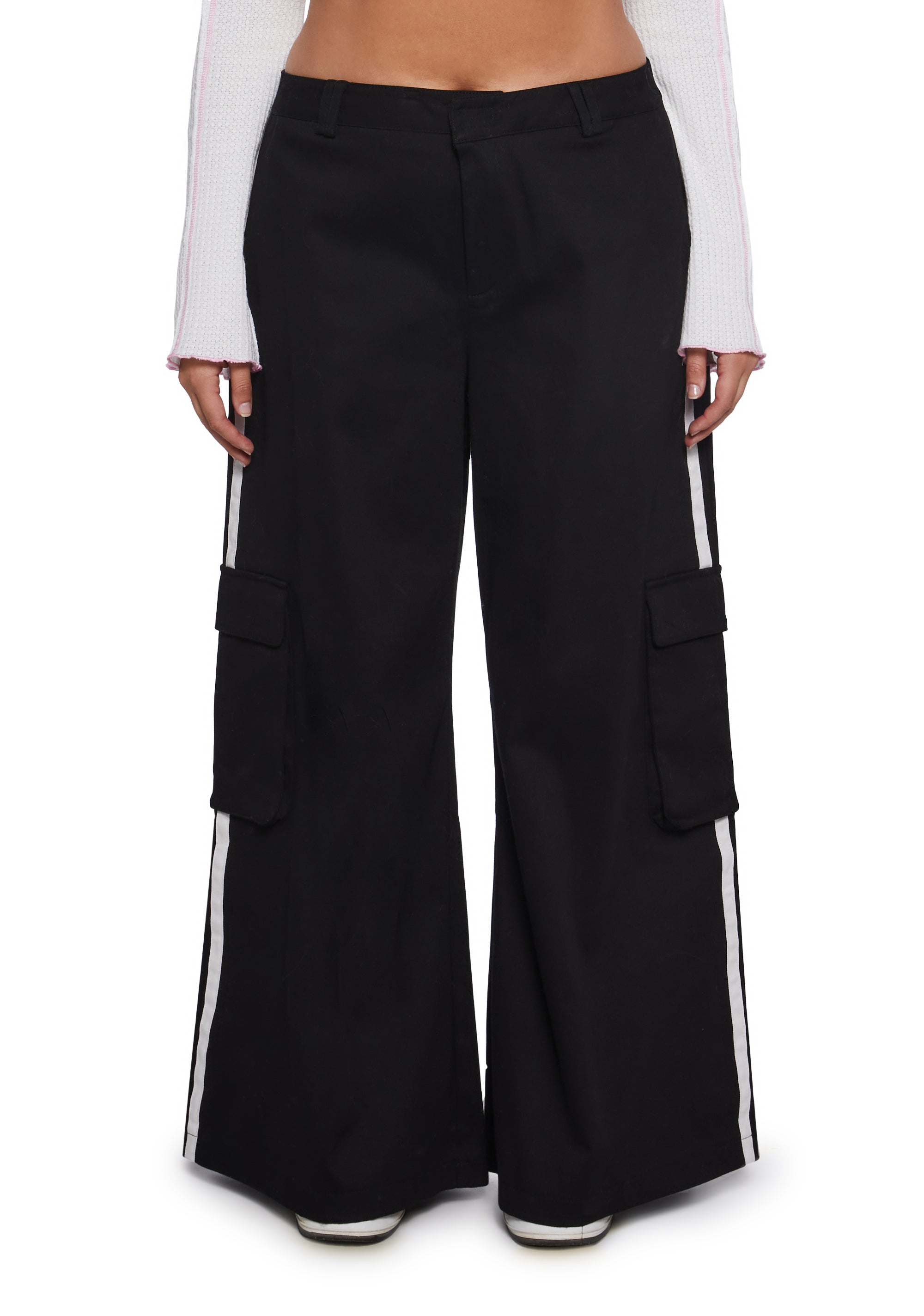 格安SALEスタート!の商品をすべて Wide Striped Twill Leg Kill Dolls – Black - Delia's Pants Cargo パンツ
