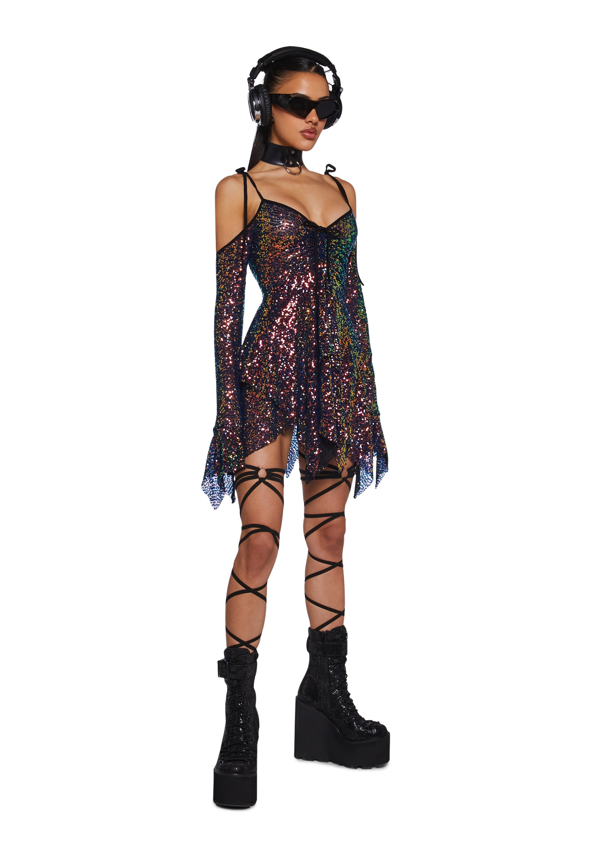 green emerald velvet dress Halloween Dolls Kill Dark Fairy Costume main image 1