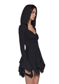 F Is For Fairies® Hooded Mini Dress - Black