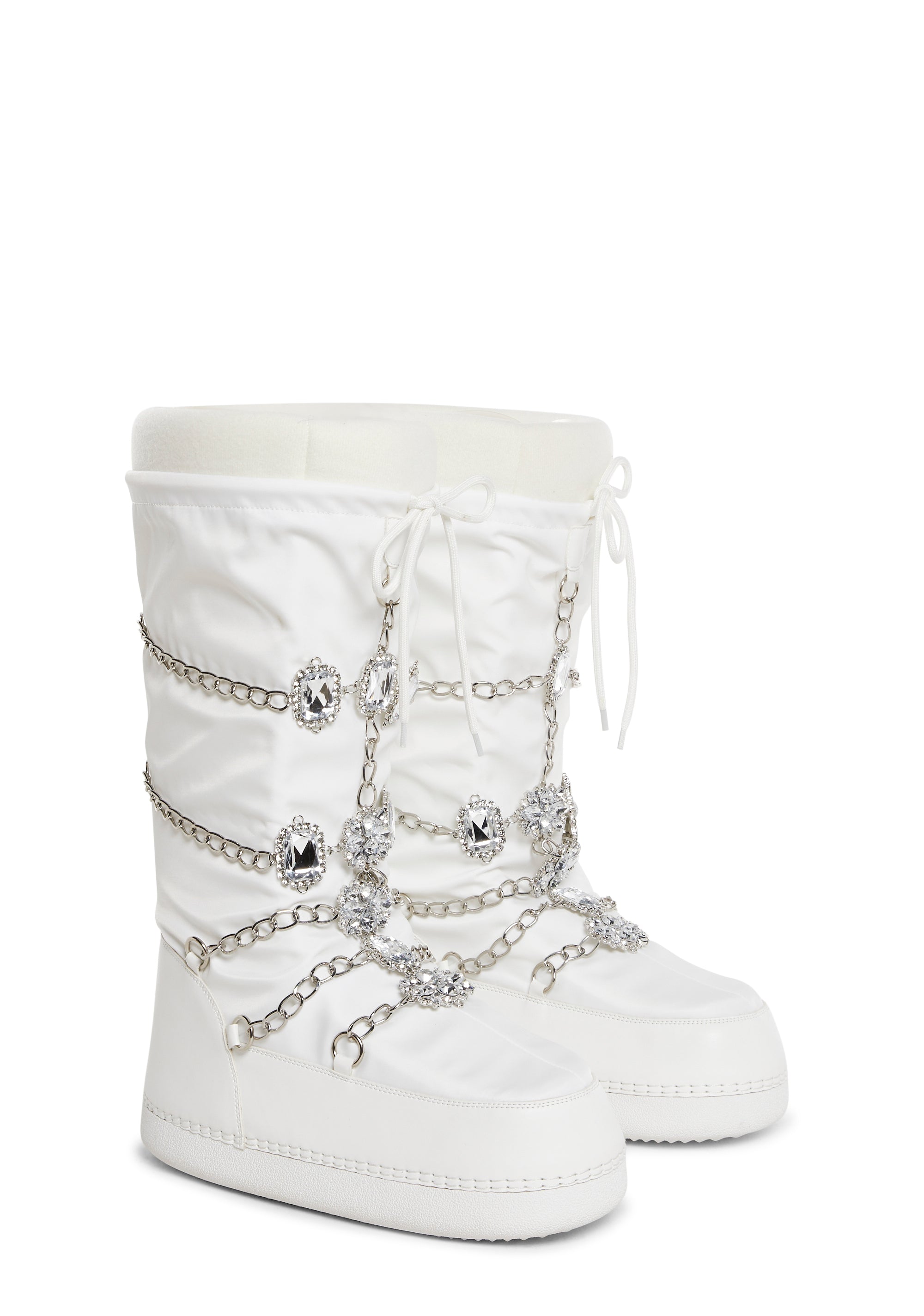 Womens Winter Boots With Gemstones Sugar Thrillz - White – Dolls Kill