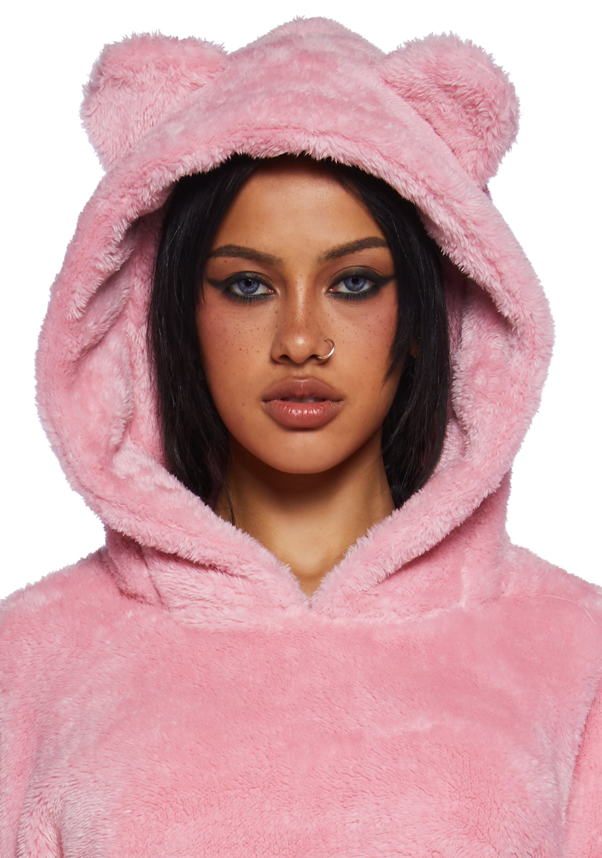 Faux fur hoodie pink store