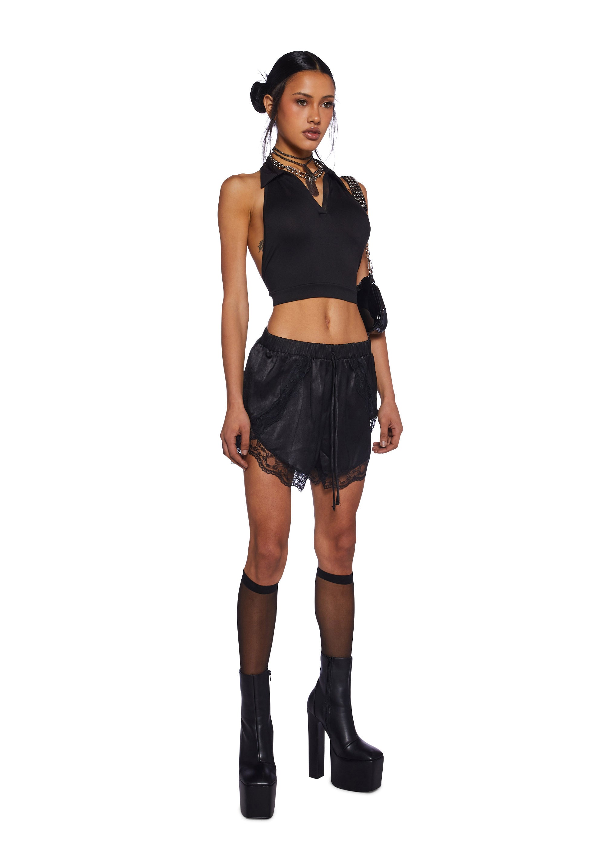 パンツ theredthread S lace up shorts black THEREDTHREAD / ザレッドスレッド】S lace up shorts