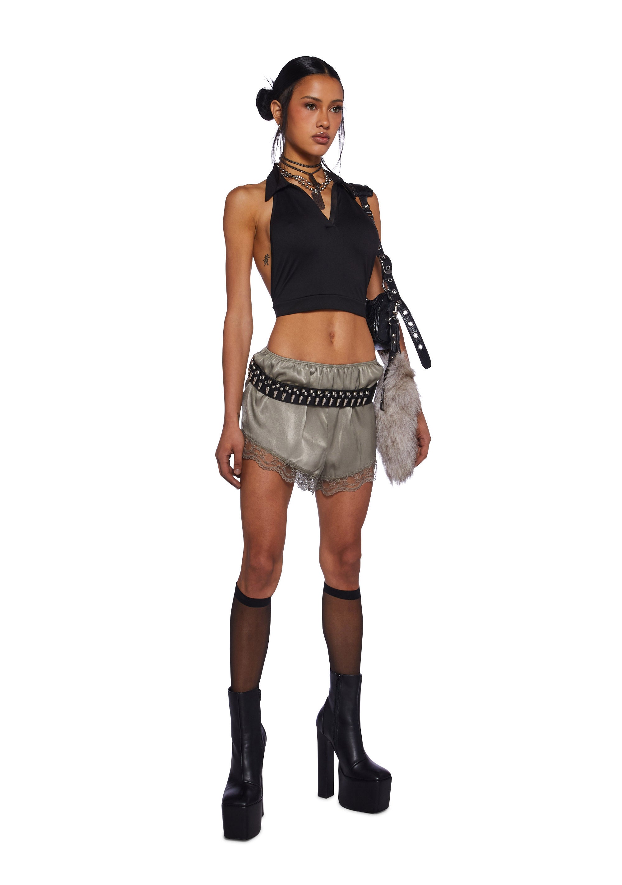 Give Me Up Lace Shorts - Sage