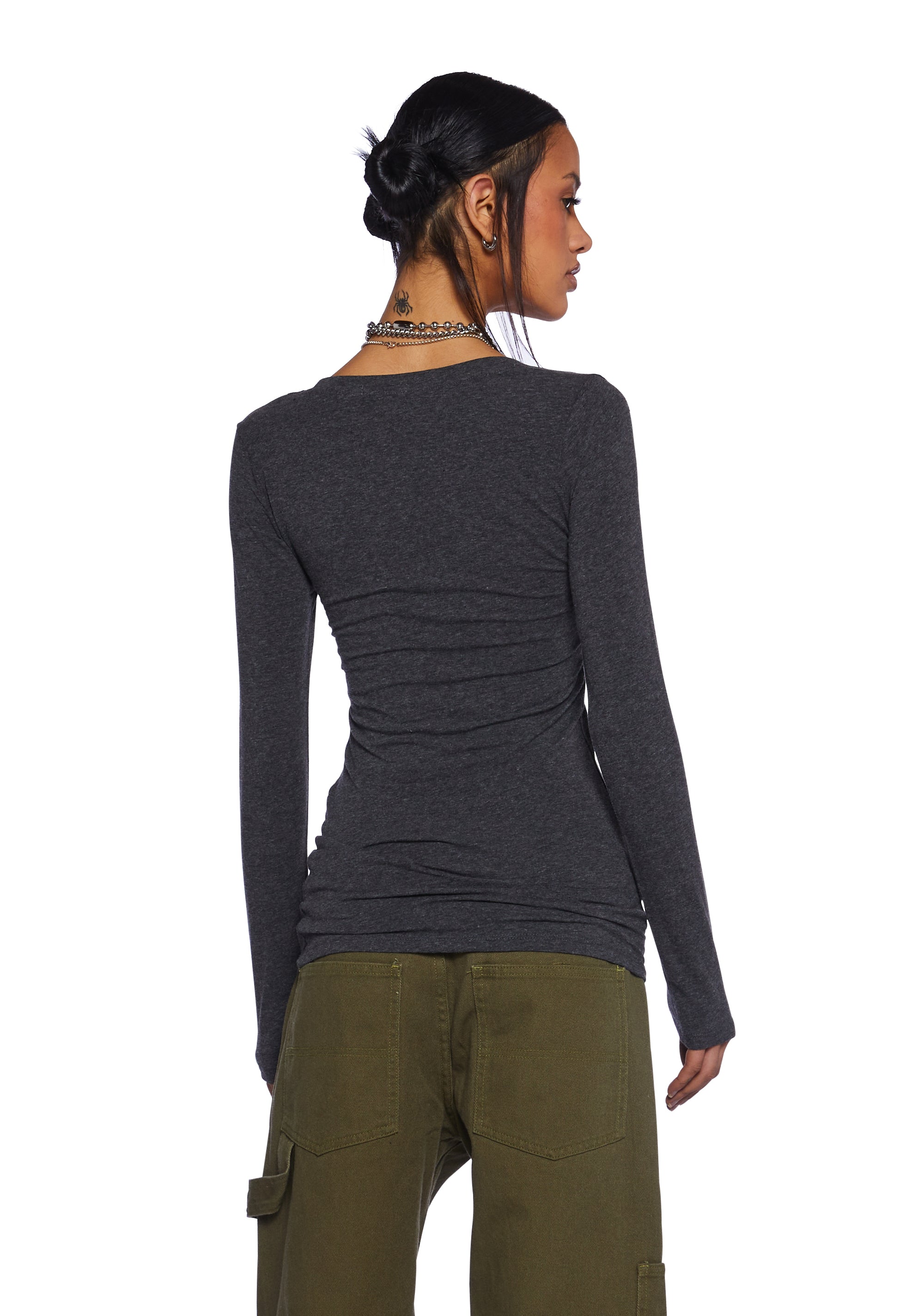Casual Meetups Long Sleeve Top - Gray