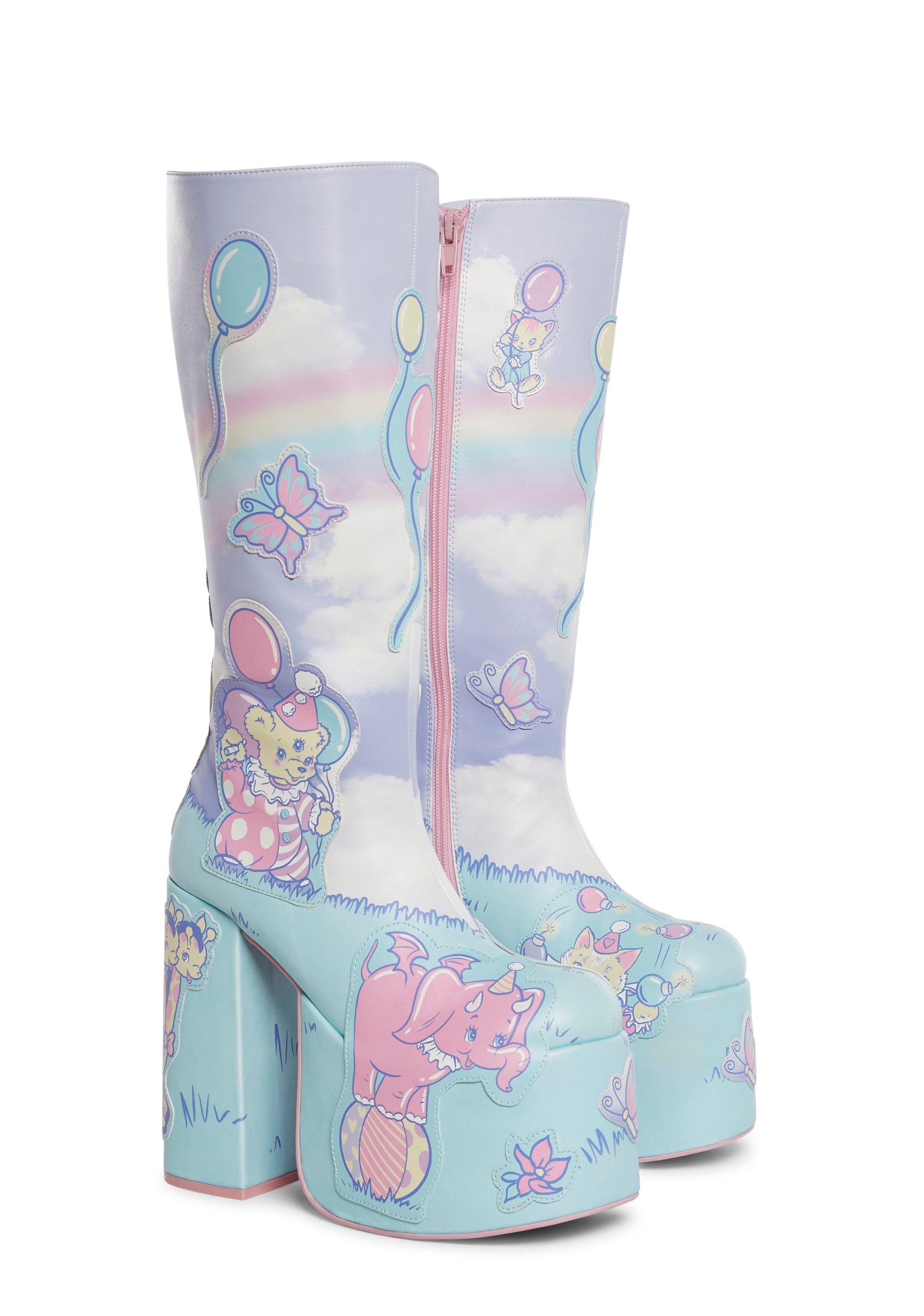 ●KNOXVEGAS FINEST Vegan Leather Not So Funhouse Mutant Circus Knee High