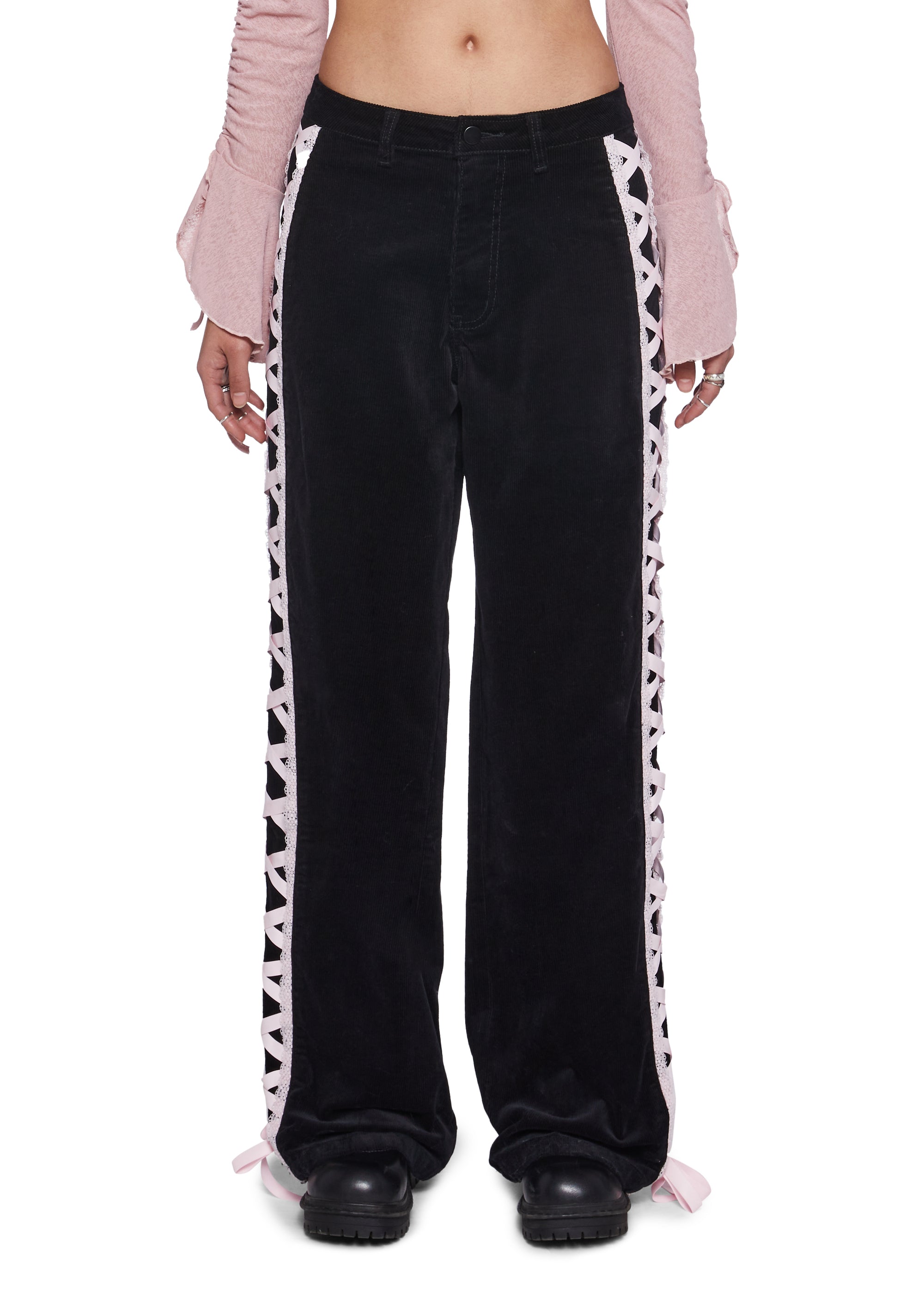 品質は非常に良い Womens Sugar Sides The On Up Lace Ribbon With Pants Corduroy Clothing