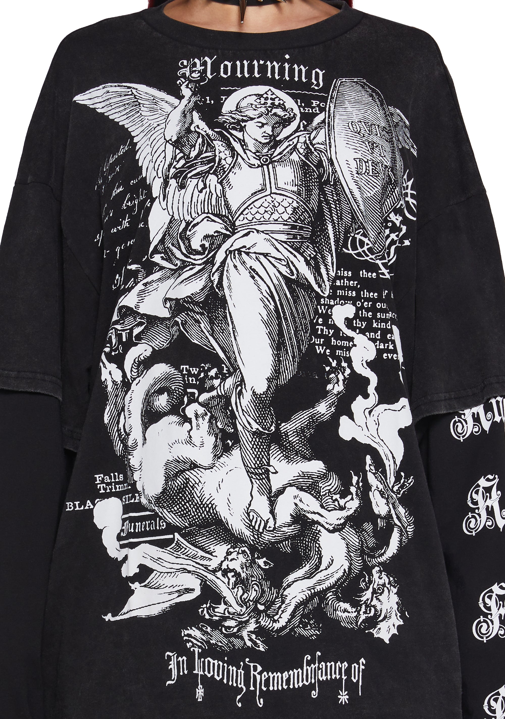 トップス Gentle Mutilation Long Sleeve Tee WHISTLEHUNTER Distressed Graphics Slub Cotton Long-Sleeve T