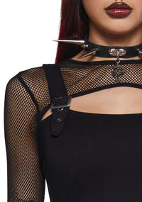 So Long Sorrow Fishnet Long Sleeve Top