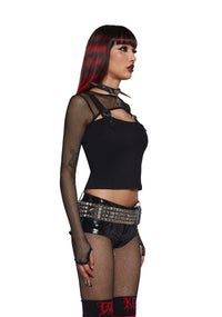 So Long Sorrow Fishnet Long Sleeve Top