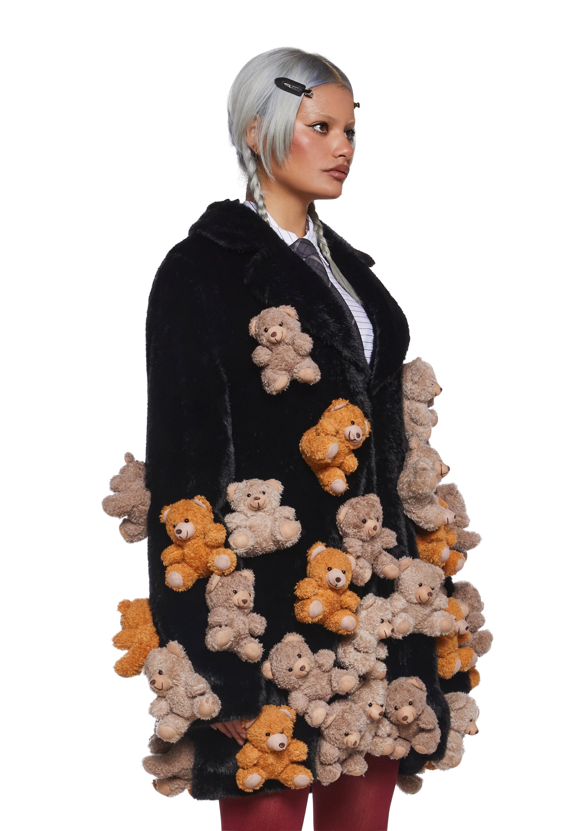 Faux Fur Teddy Bear Plushie Coat Delia's - Multi – Dolls Kill